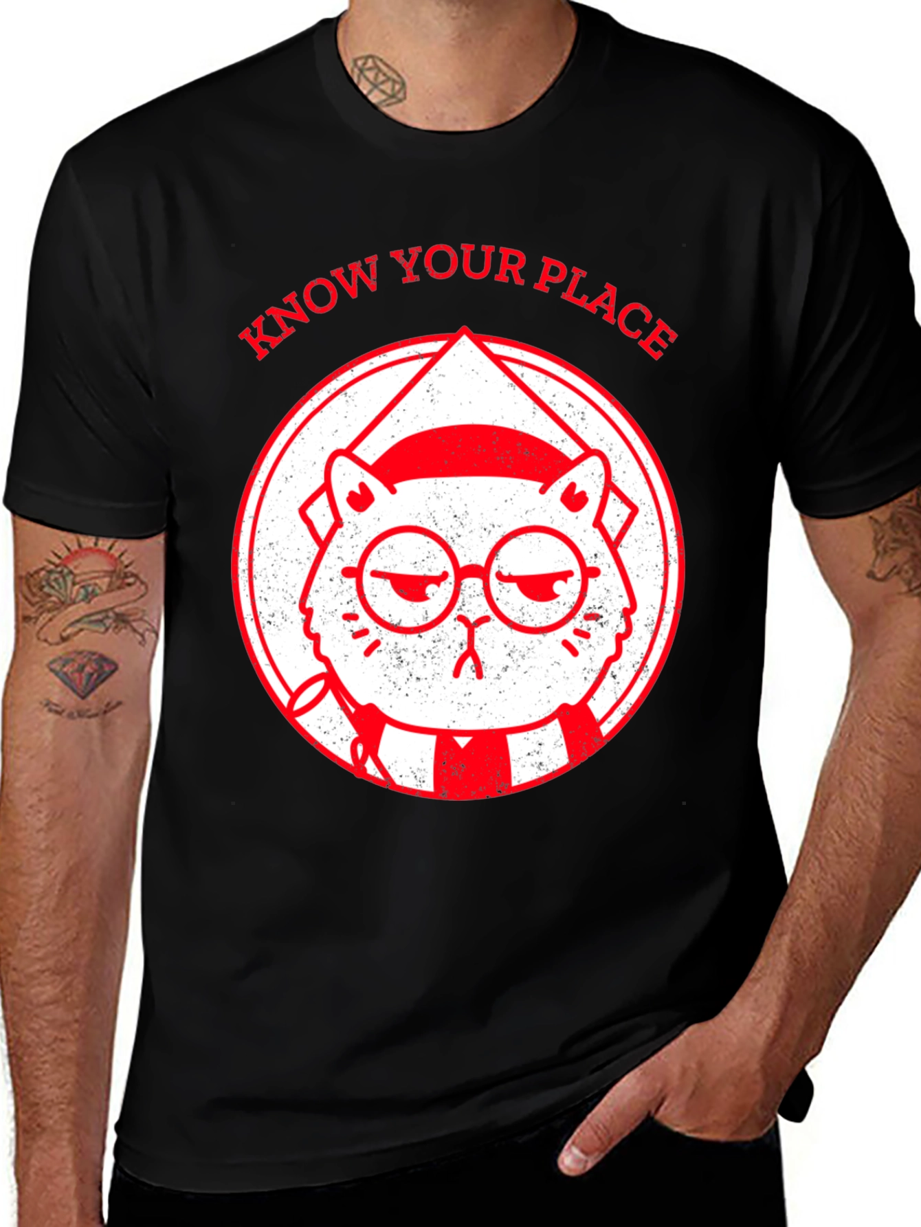 Know Your Place Funny Cat Graphic T-Shirt