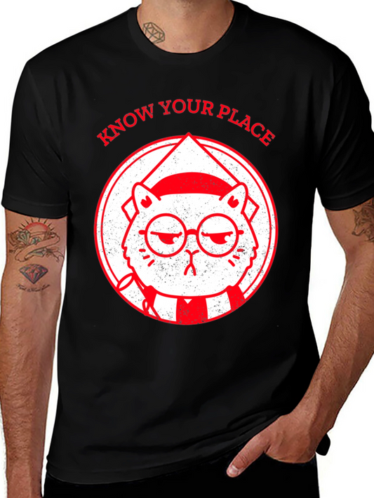 Know Your Place Funny Cat Graphic T-Shirt