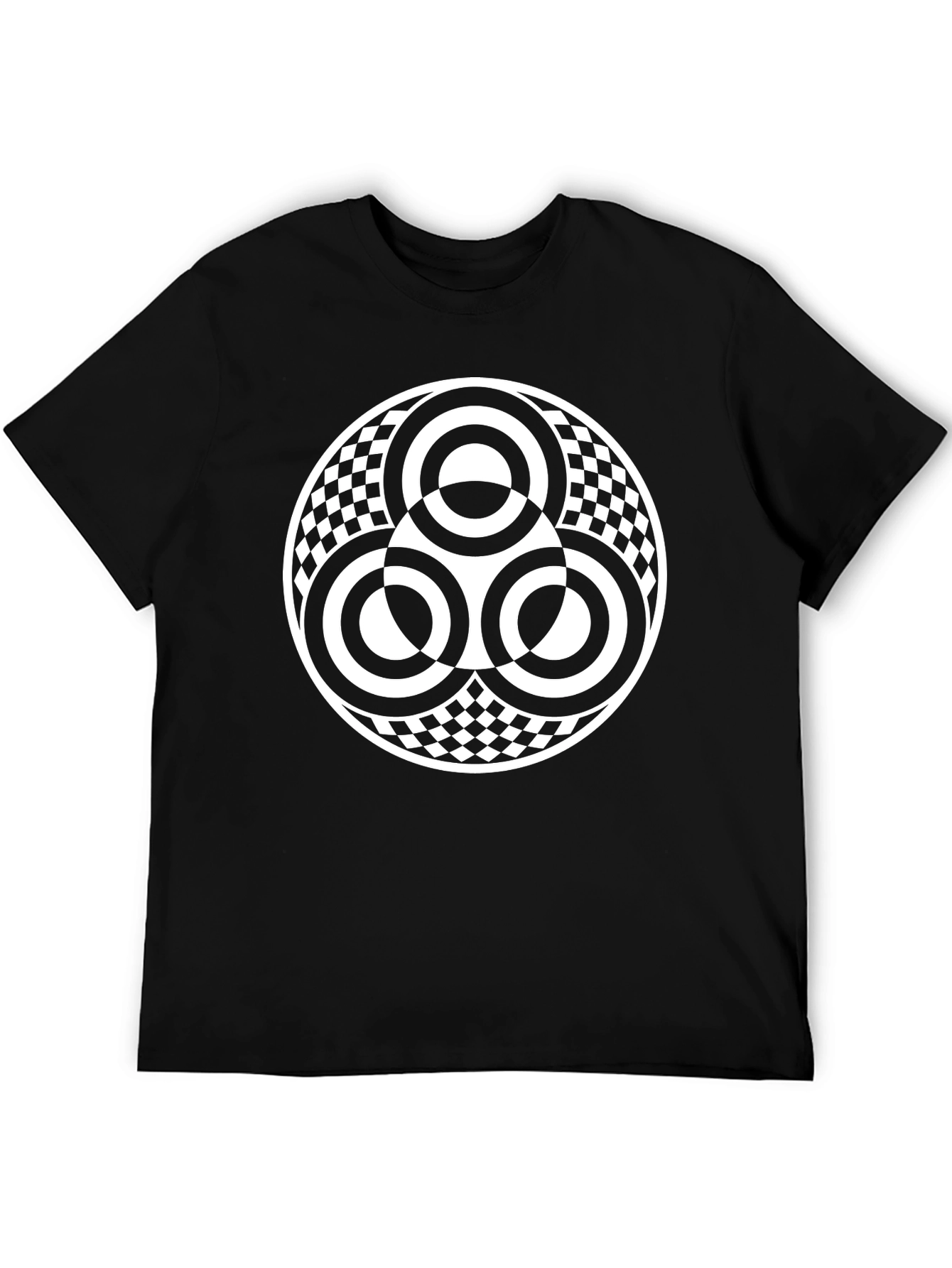 Geometric Circle Pattern T-Shirt - Black