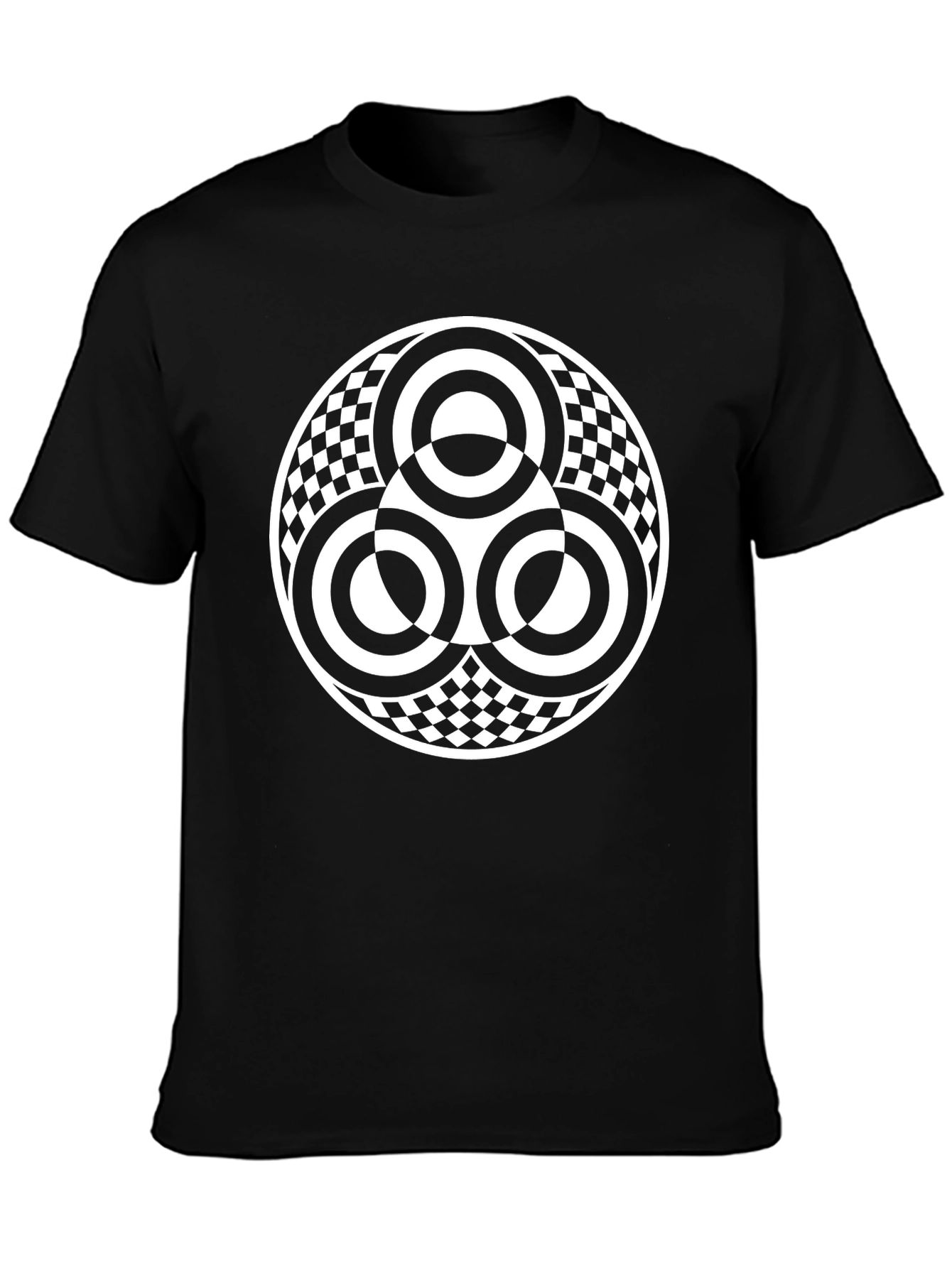 Geometric Circle Pattern T-Shirt - Black