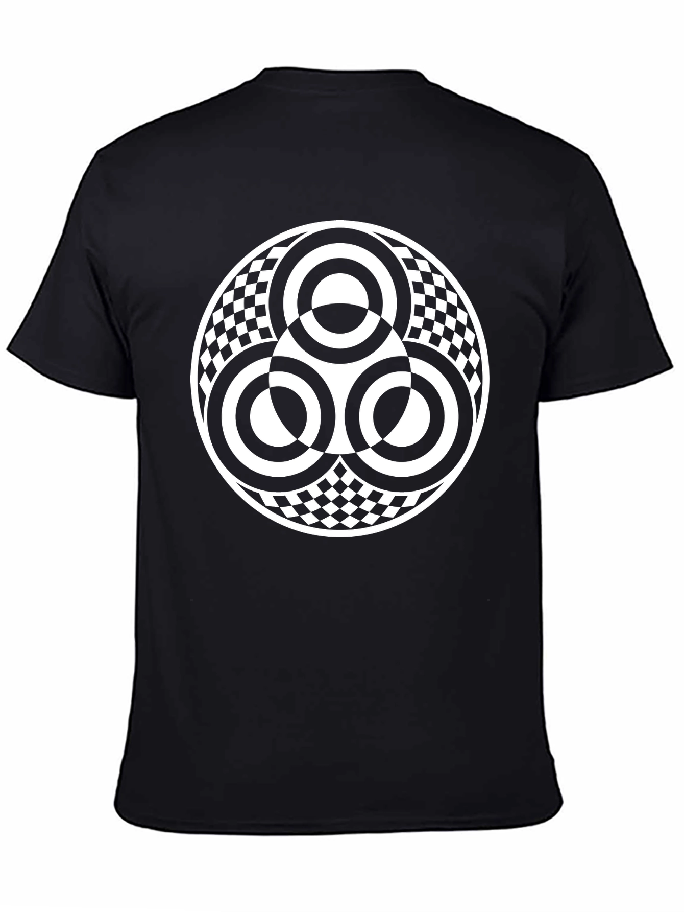Geometric Circle Pattern T-Shirt - Black