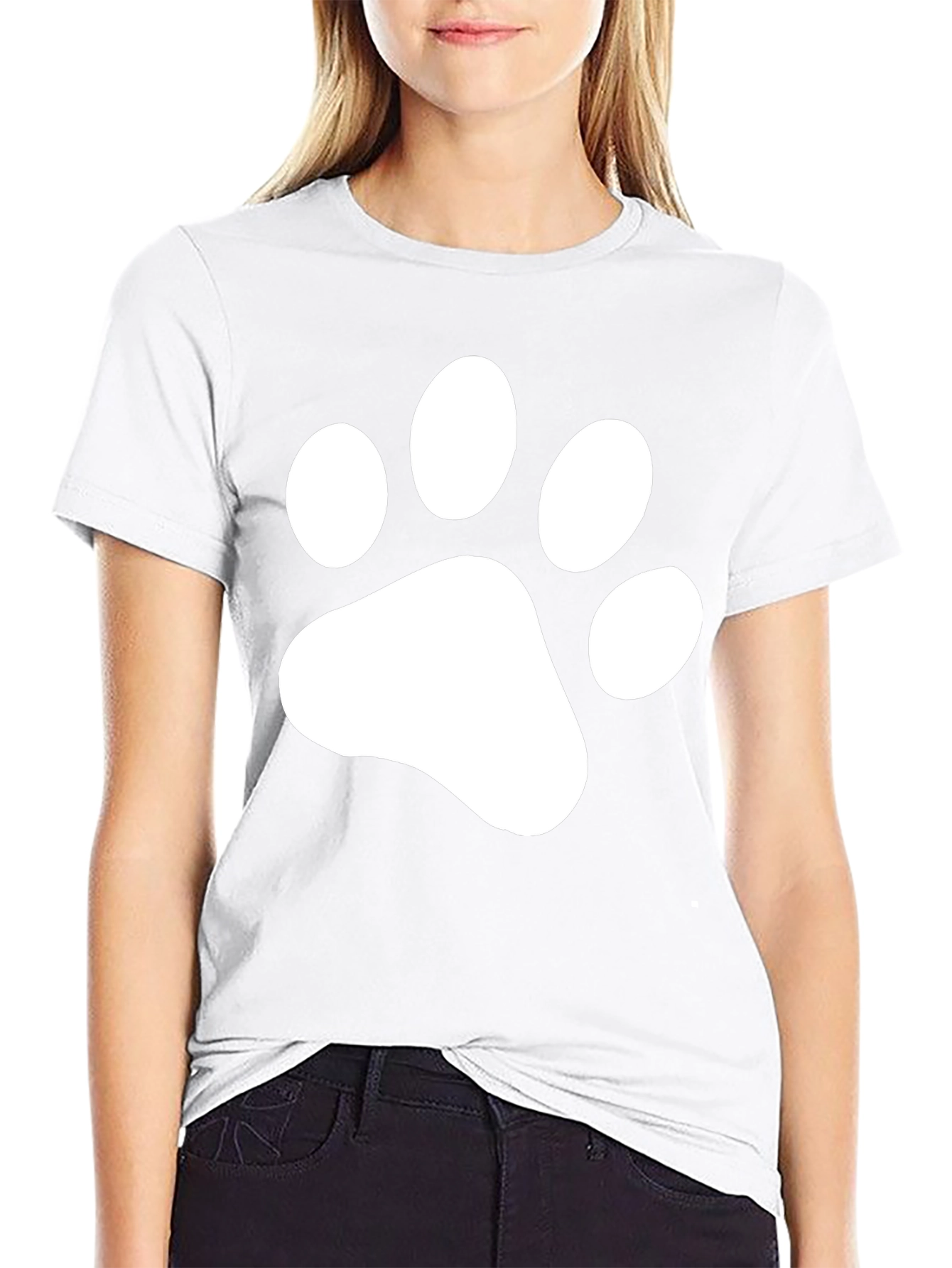 Paw Print Graphic T-Shirt - Casual Cotton Tee