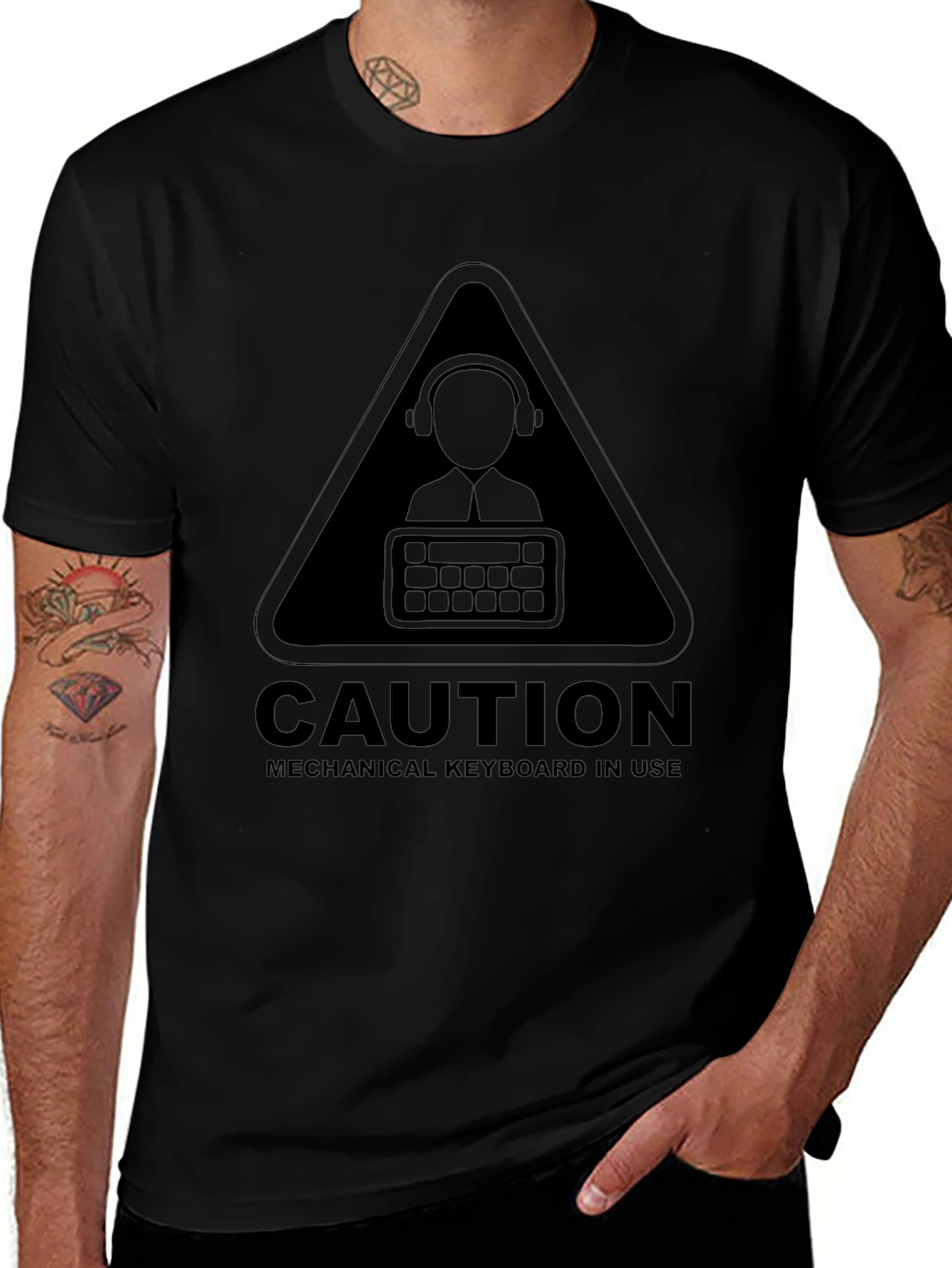 Caution Mechanical Keyboard T-Shirt - Gamer Tee