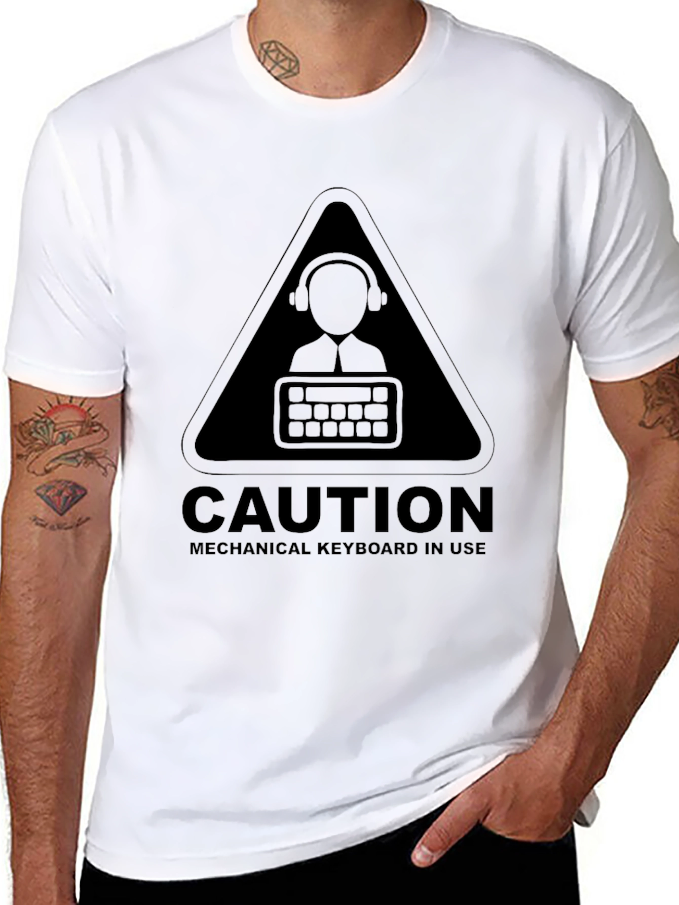 Caution Mechanical Keyboard T-Shirt - Gamer Tee