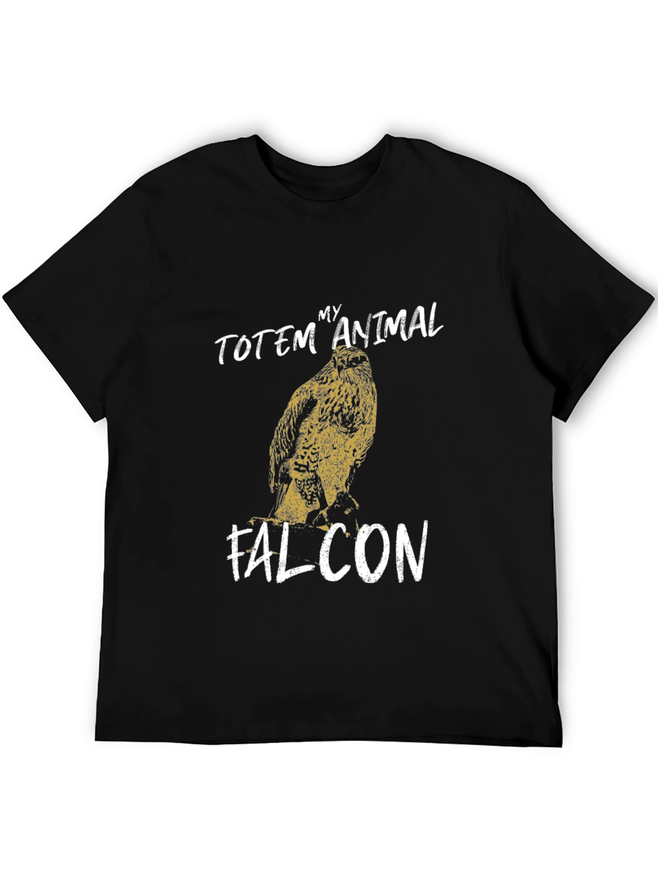 Falcon Totem Animal Graphic Tee - Black