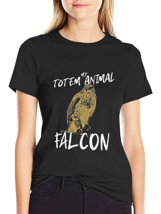 Falcon Totem Animal Graphic Tee - Black