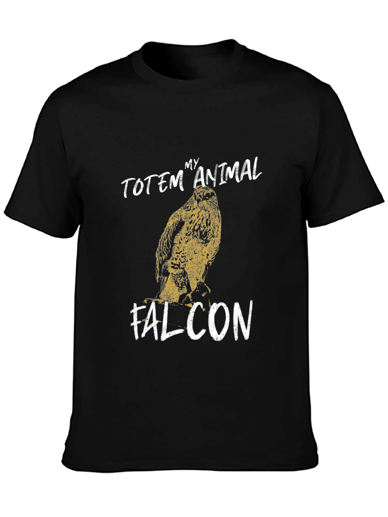 Falcon Totem Animal Graphic Tee - Black