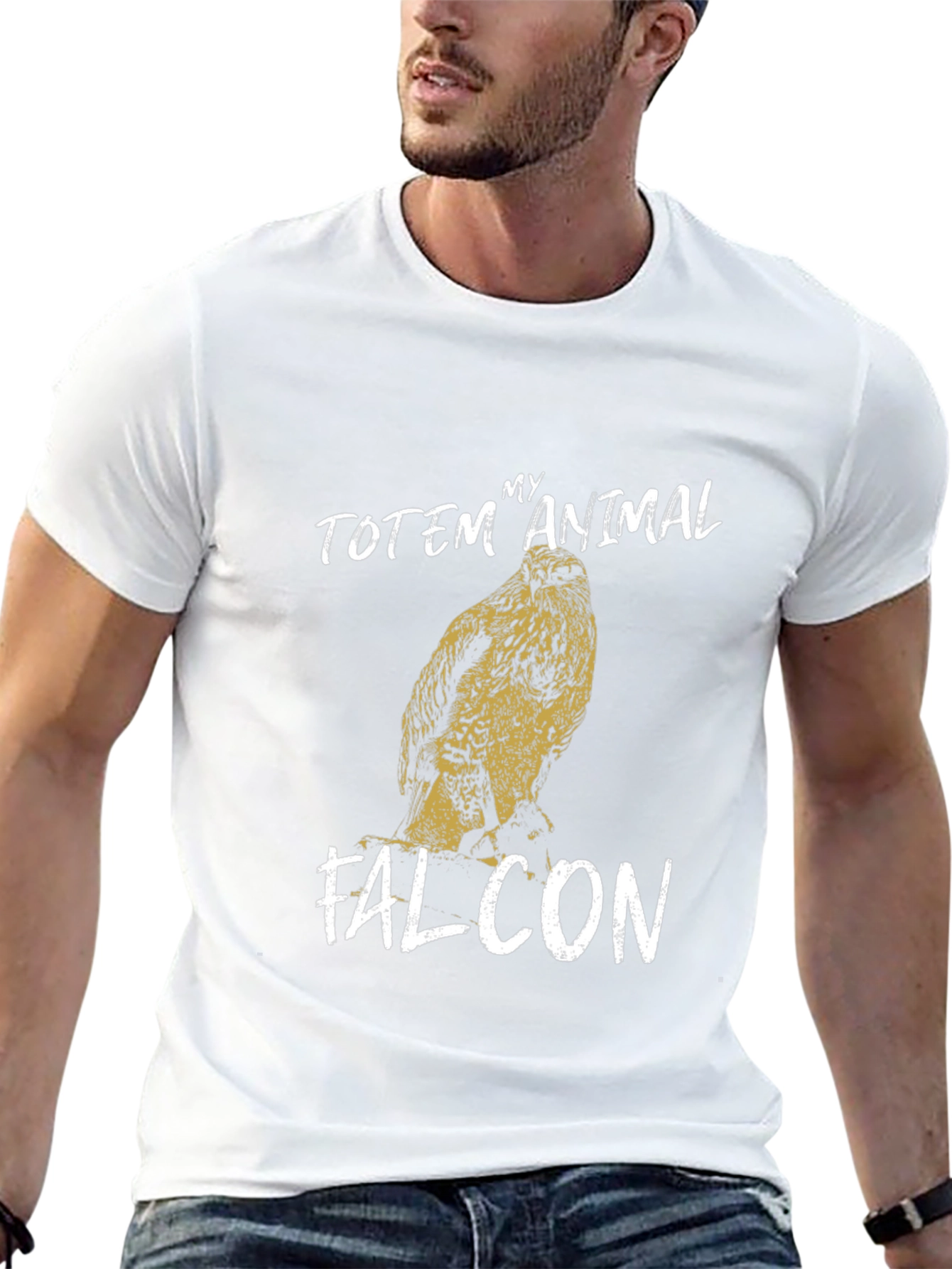 Falcon Totem Animal Graphic Tee - Black