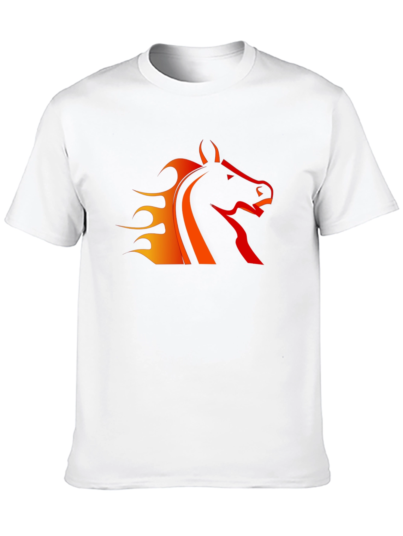 Black T-Shirt with Fiery Horse Design