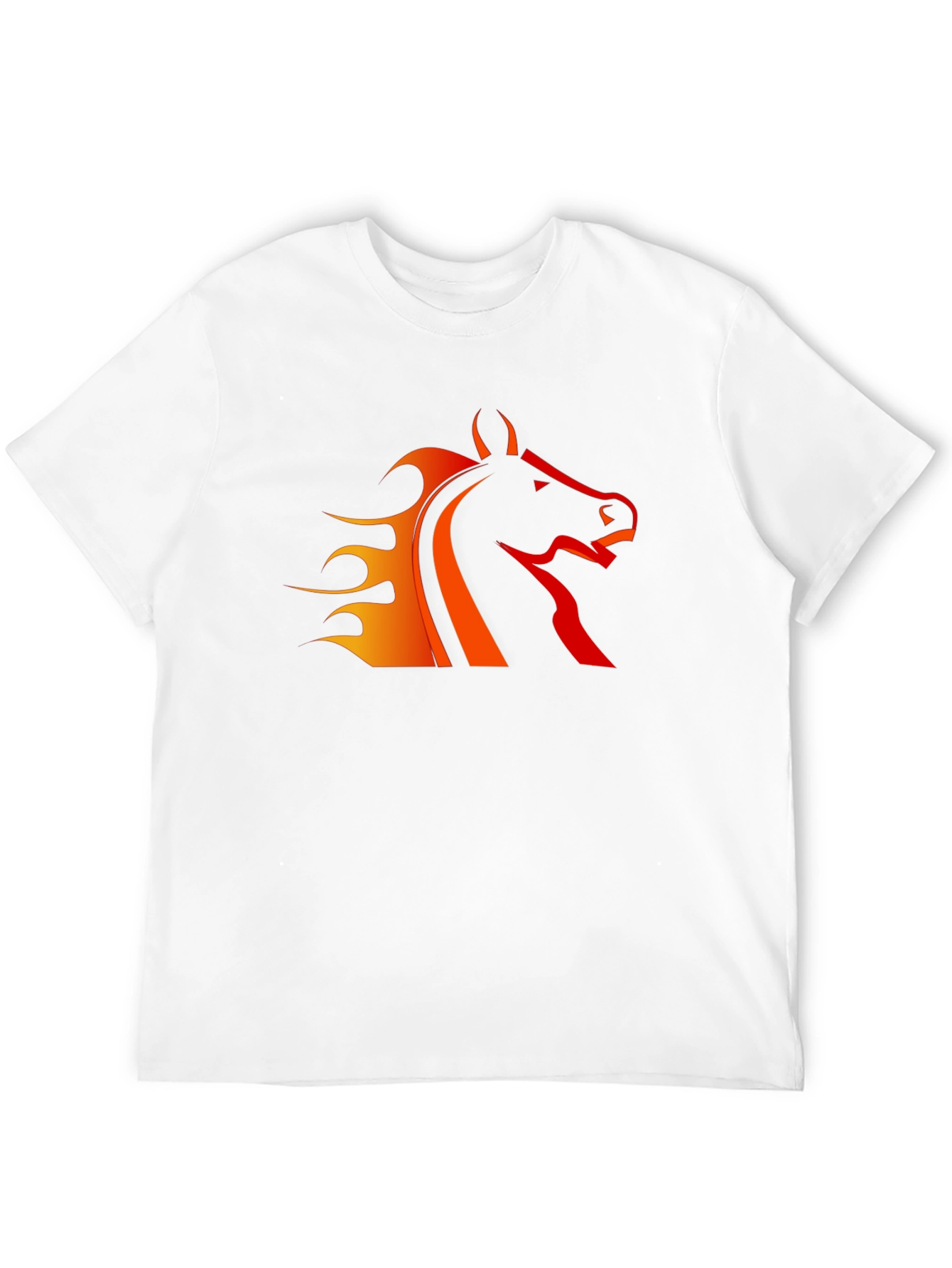 Black T-Shirt with Fiery Horse Design