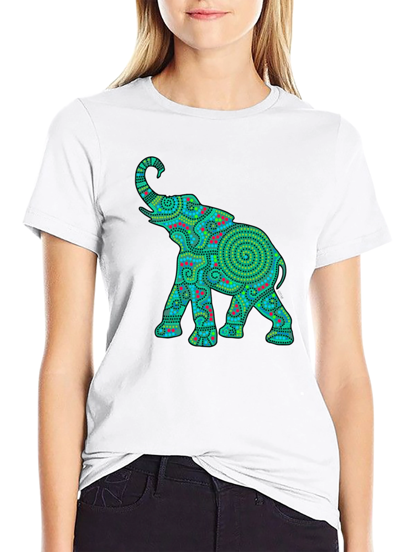 Elephant Graphic Print Black T-Shirt