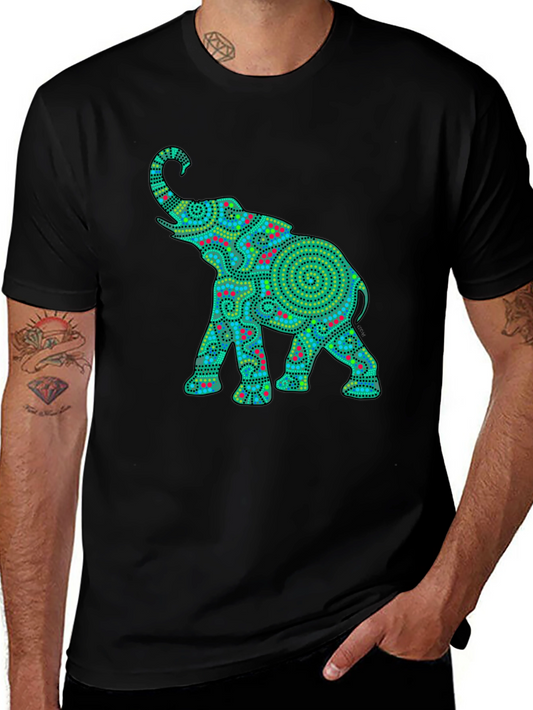 Elephant Graphic Print Black T-Shirt
