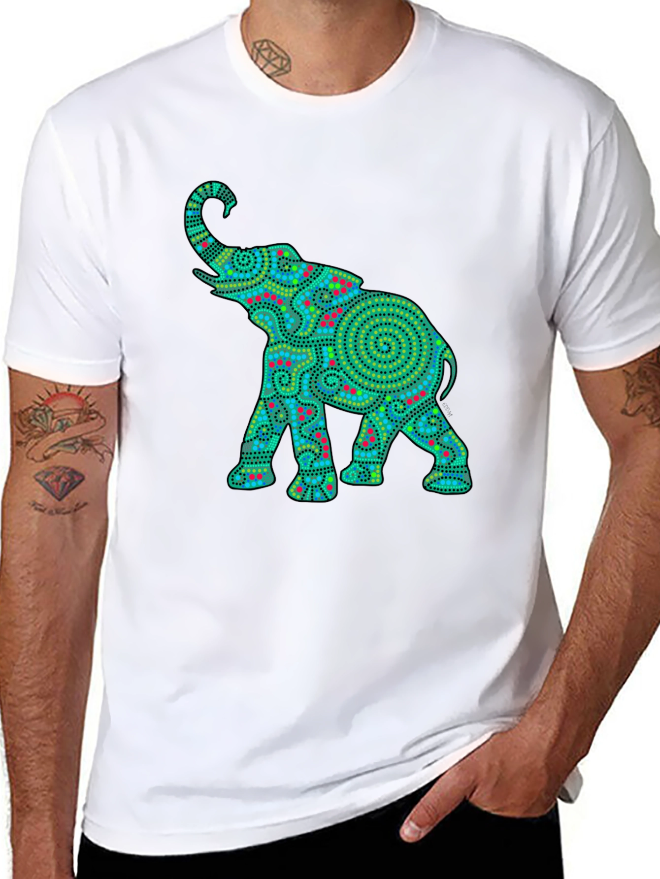 Elephant Graphic Print Black T-Shirt