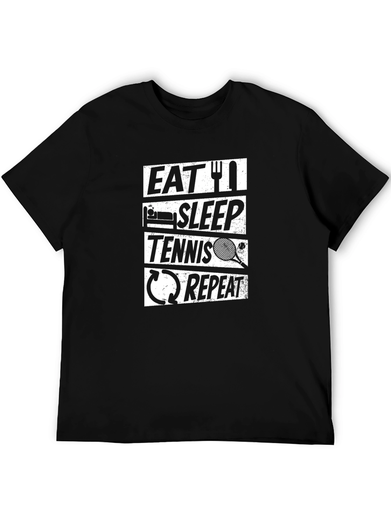 Eat Sleep Tennis Repeat Black Graphic Tee