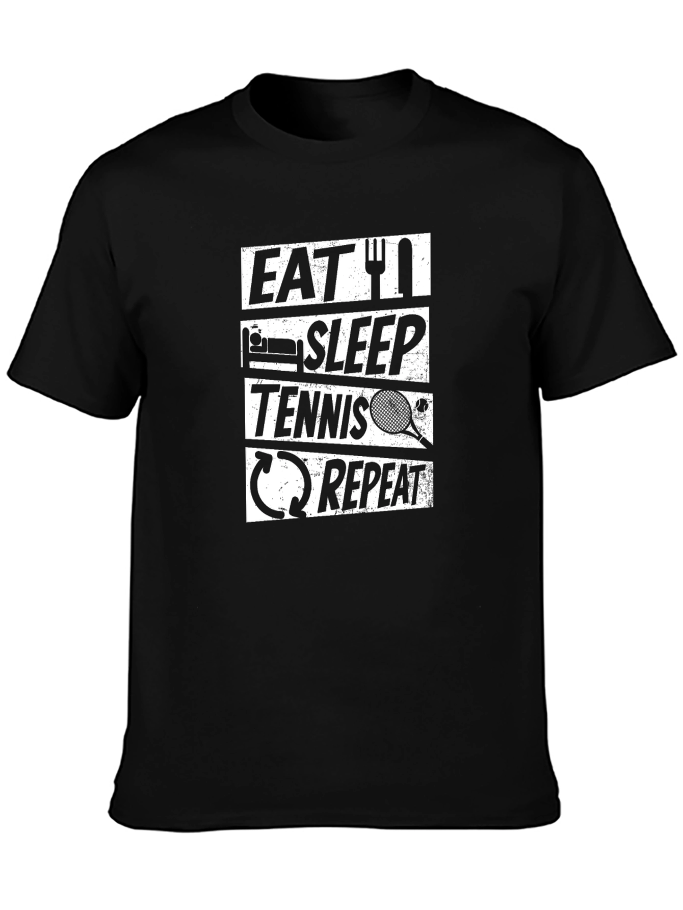 Eat Sleep Tennis Repeat Black Graphic Tee