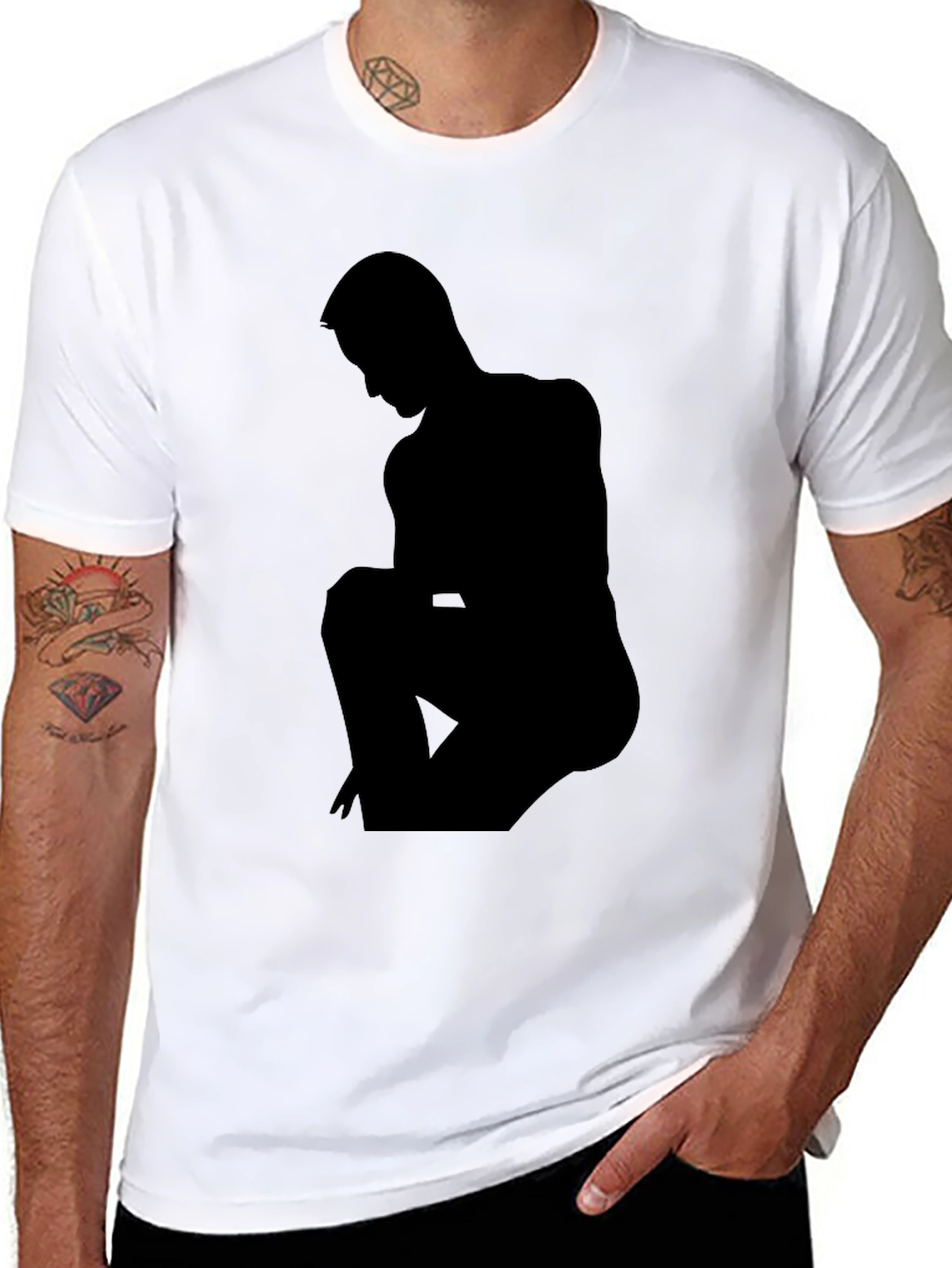 Silhouette Graphic Print Tee - Mens Black T-Shirt