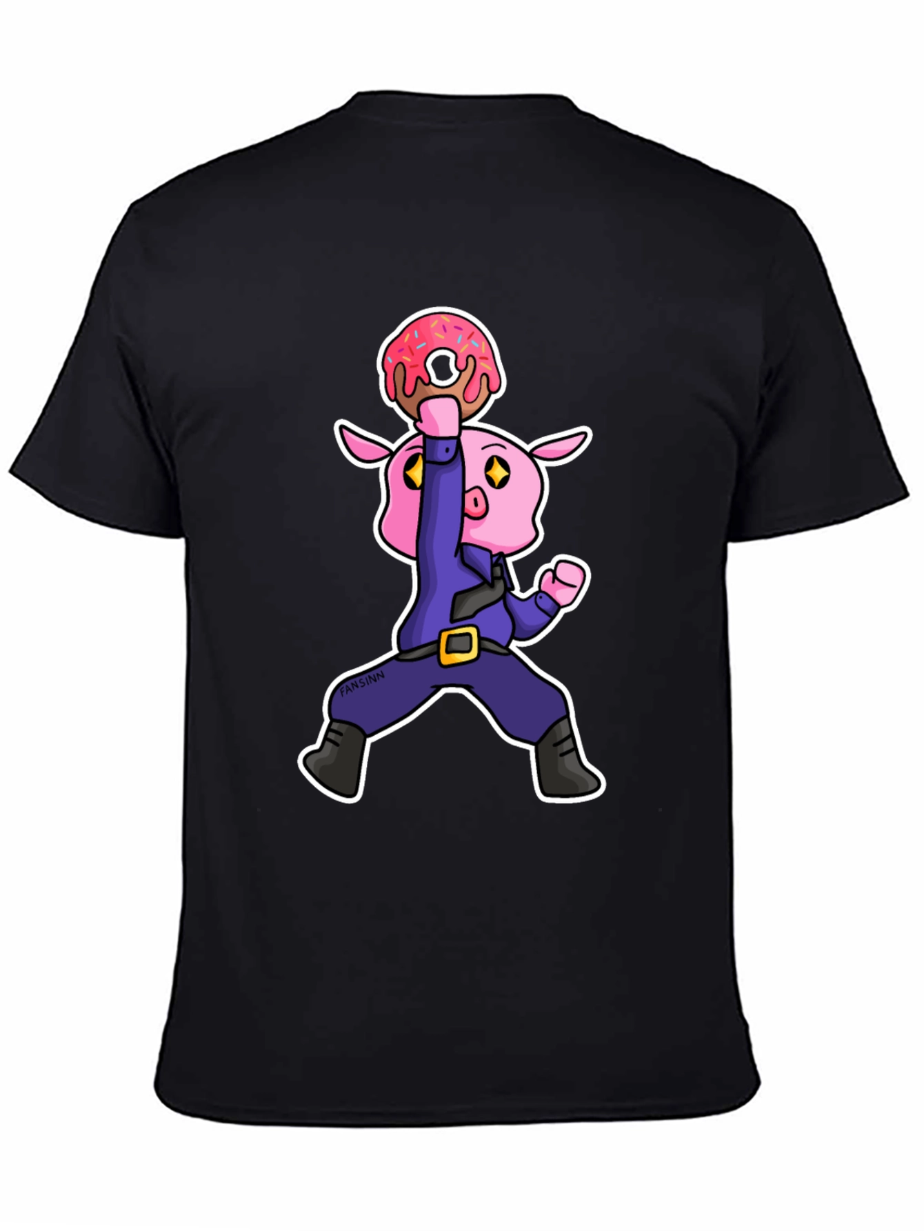 Donut Pig Graphic T-Shirt - Cartoon Style