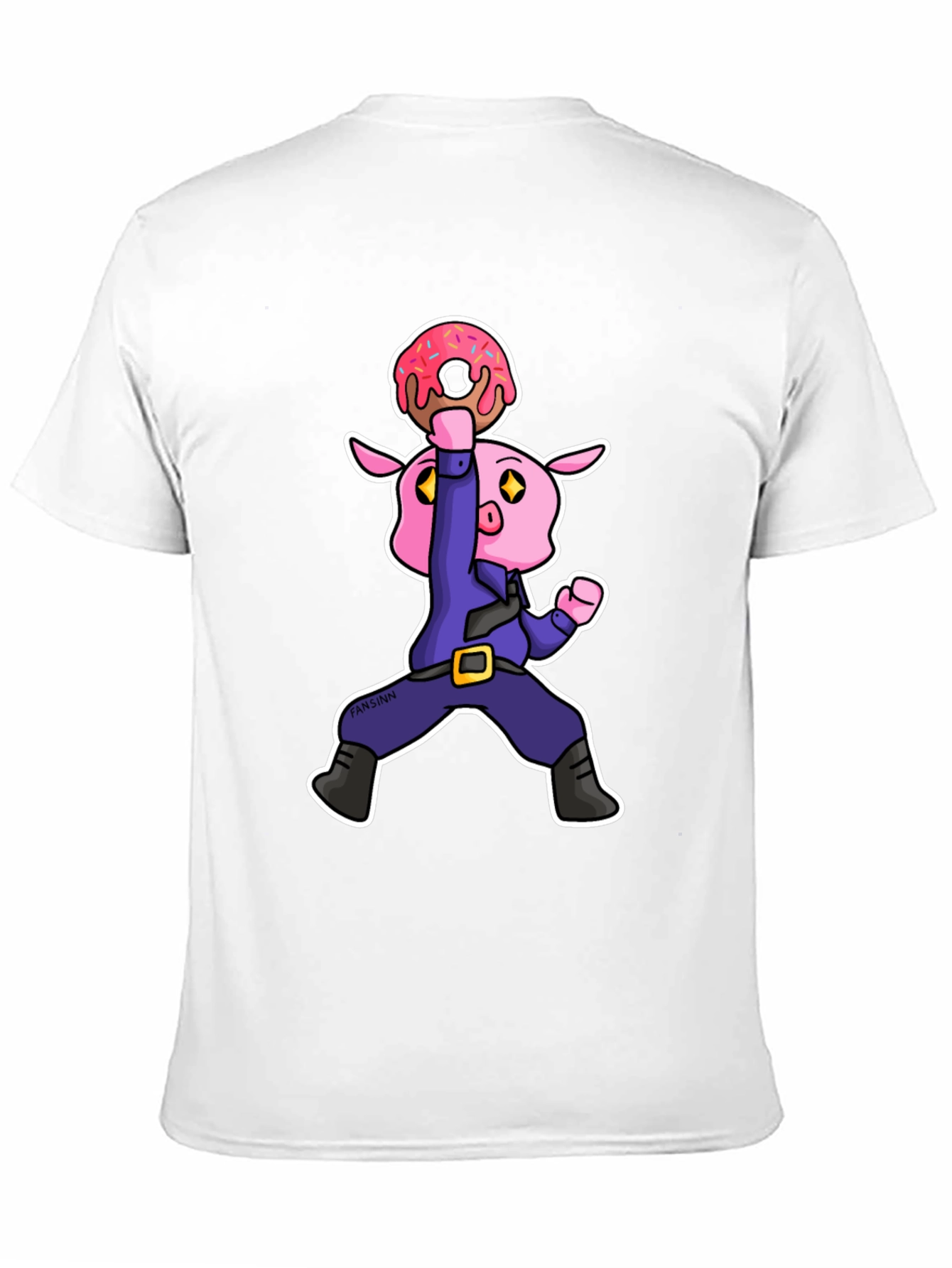 Donut Pig Graphic T-Shirt - Cartoon Style