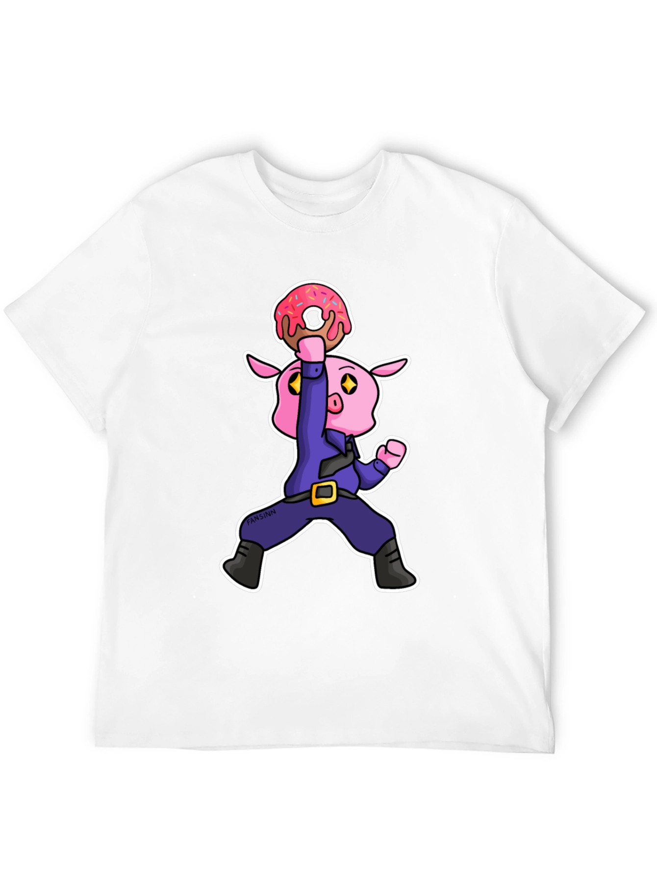 Donut Pig Graphic T-Shirt - Cartoon Style
