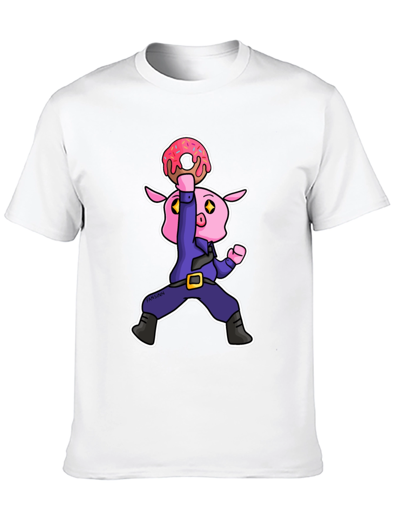 Donut Pig Graphic T-Shirt - Cartoon Style