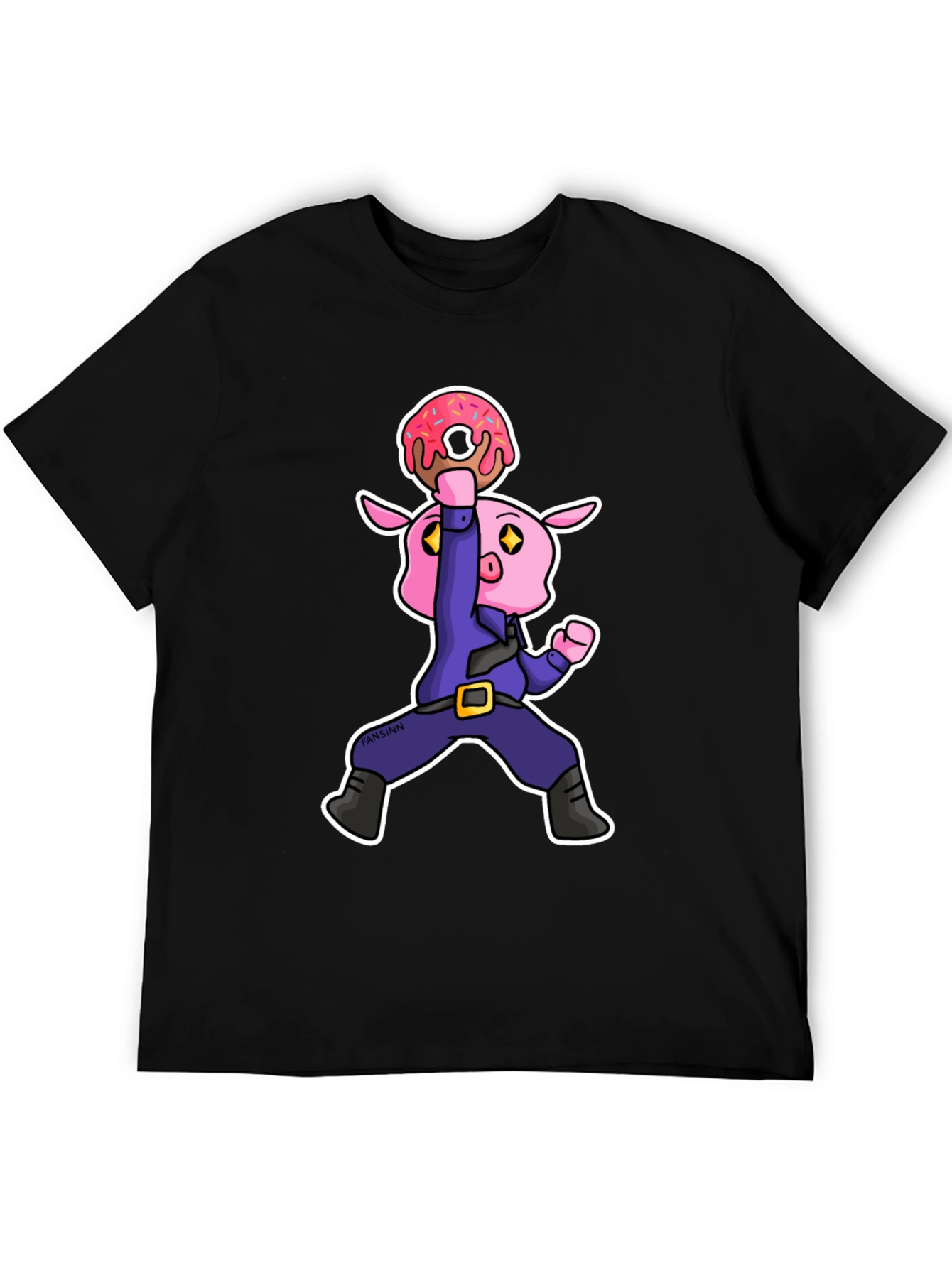 Donut Pig Graphic T-Shirt - Cartoon Style