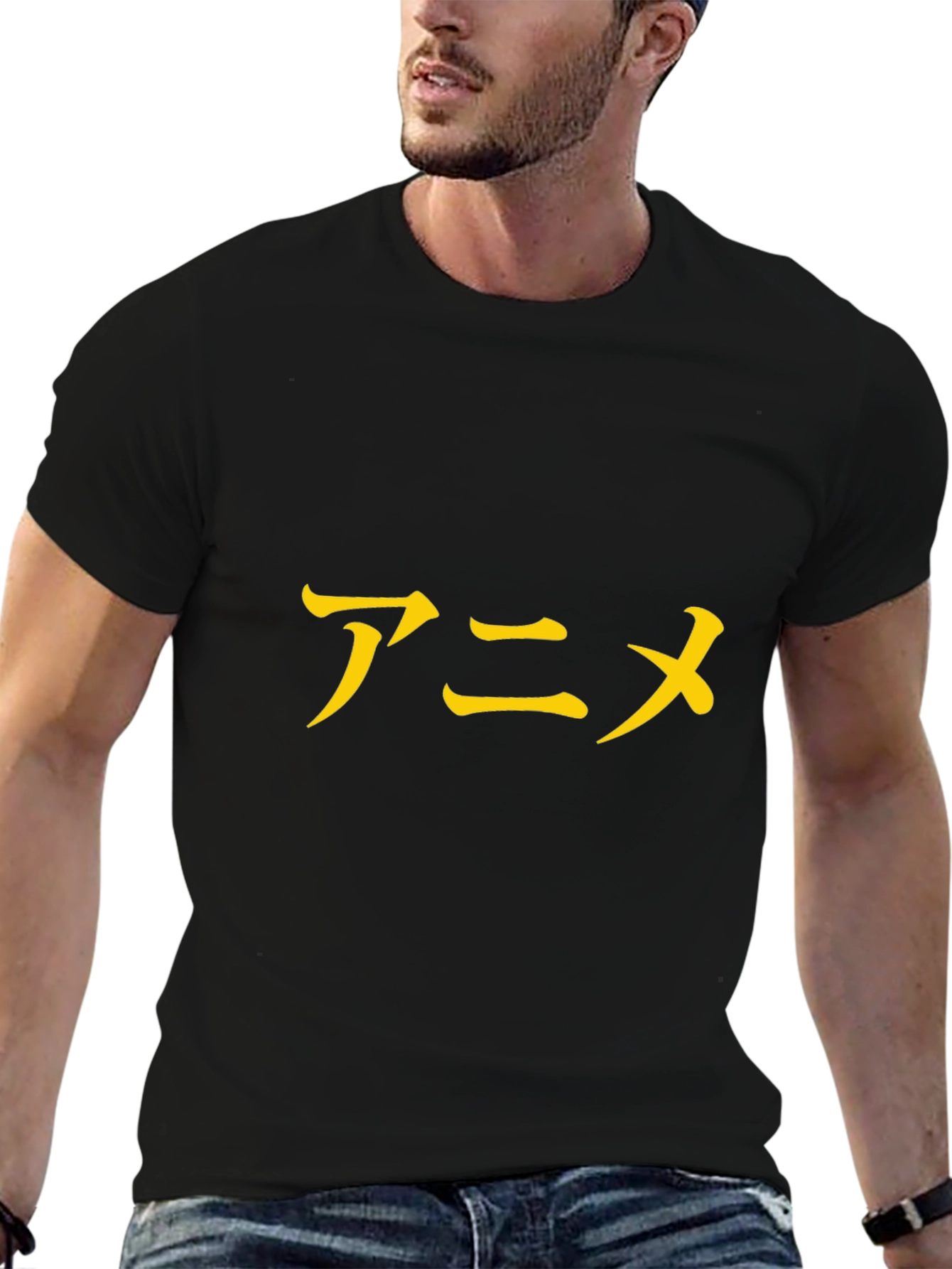 Anime Japanese Text Black T-Shirt