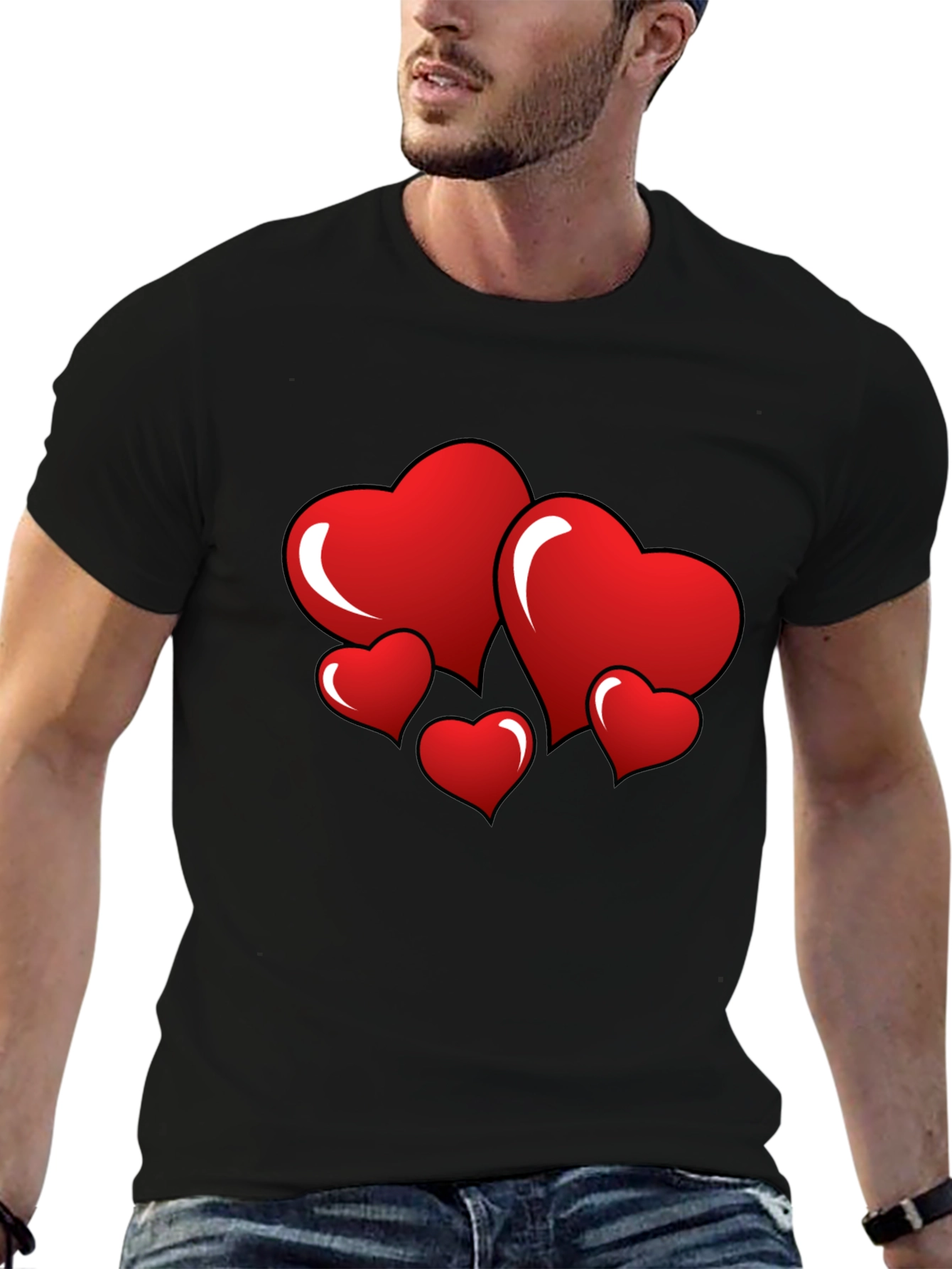 Heart Graphic Black T-Shirt - Love Design