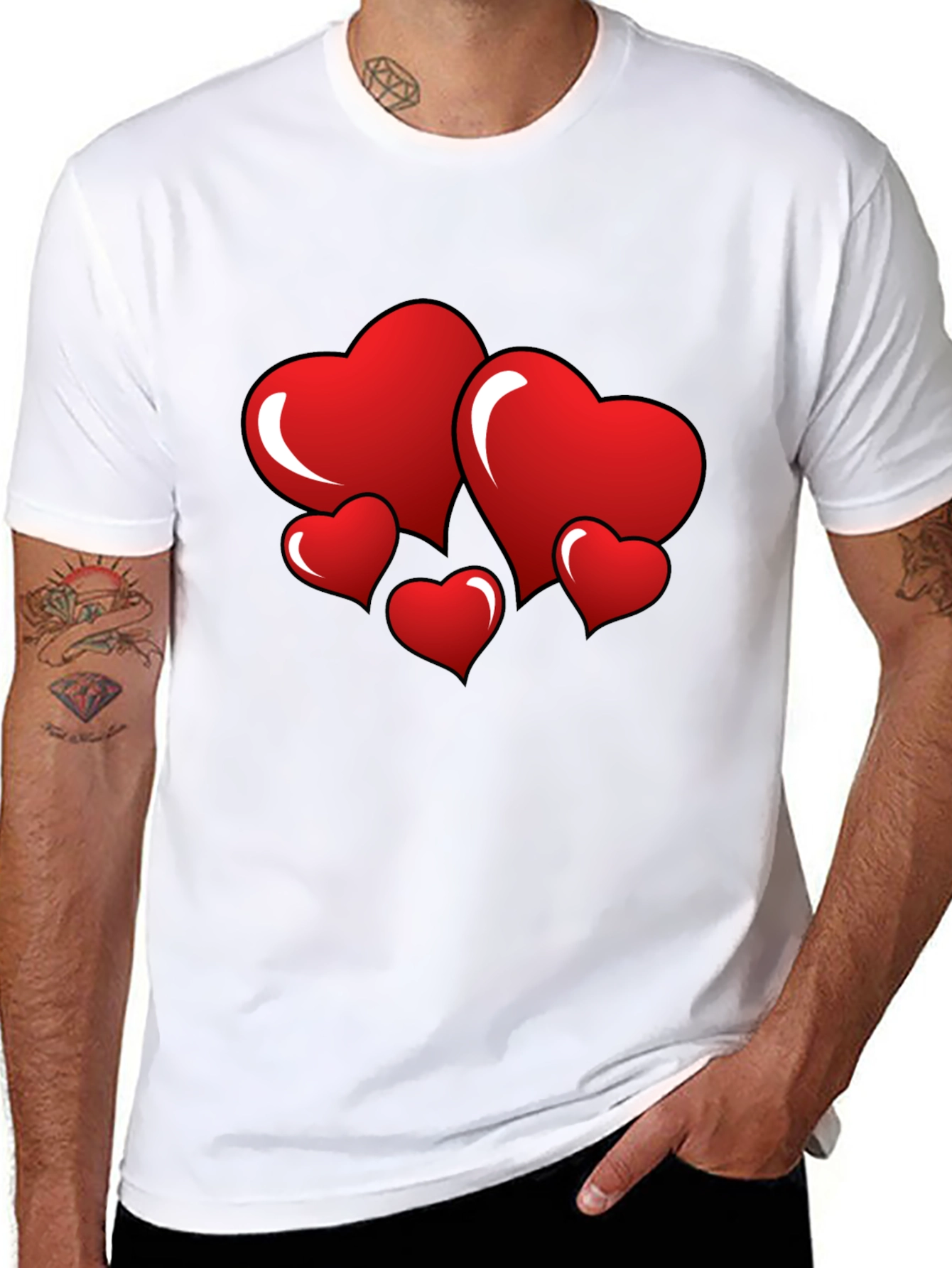 Heart Graphic Black T-Shirt - Love Design