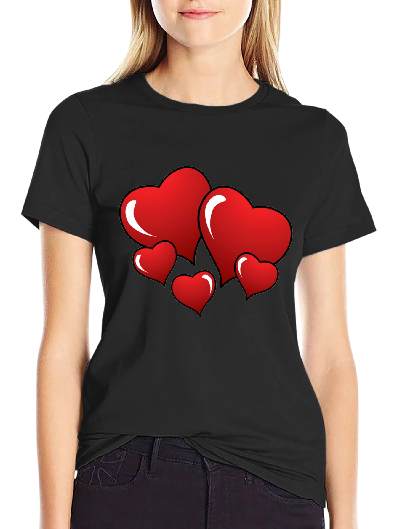 Heart Graphic Black T-Shirt - Love Design