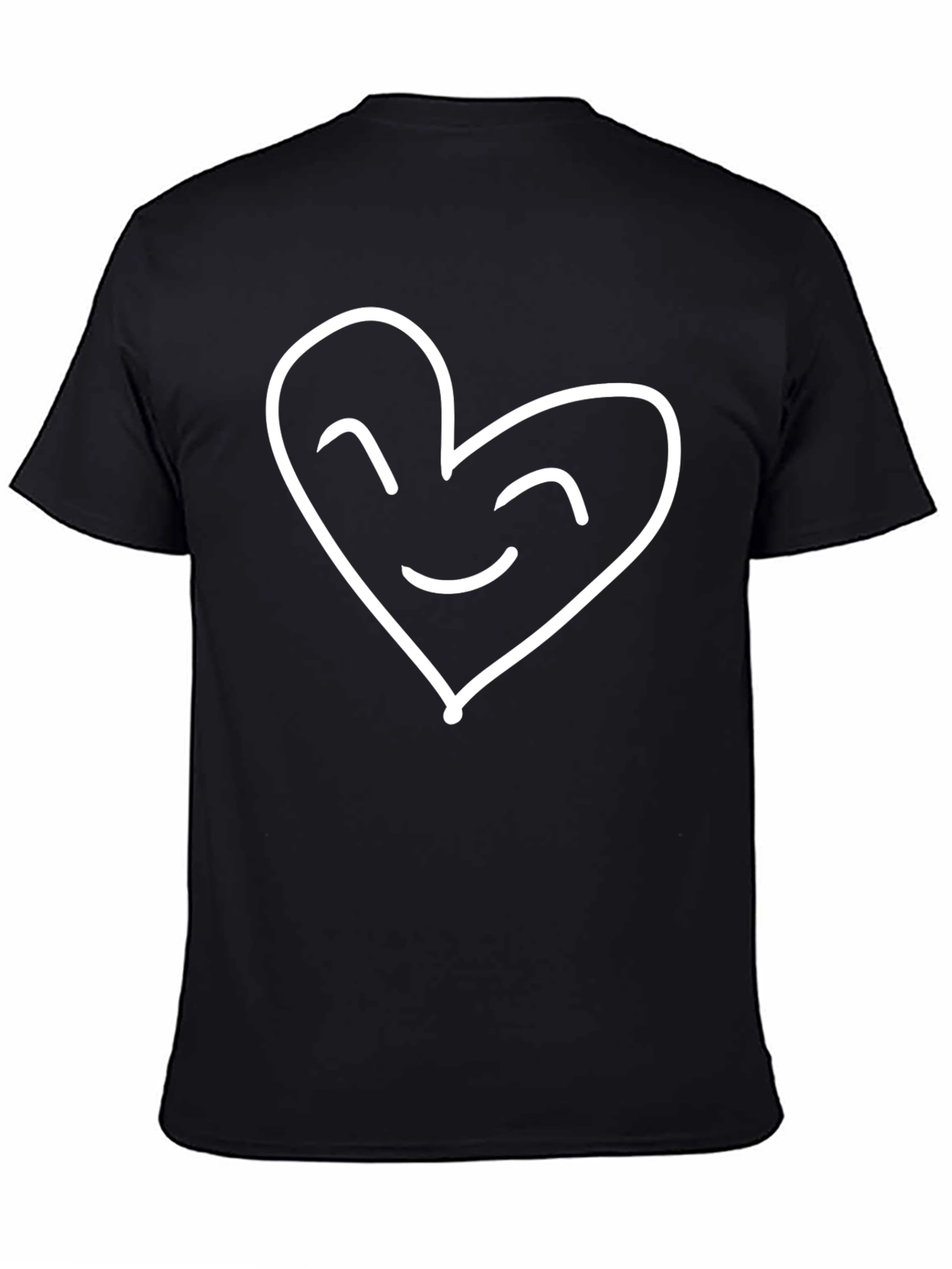Heart Face Graphic Tee - Black Cotton Blend T-Shirt