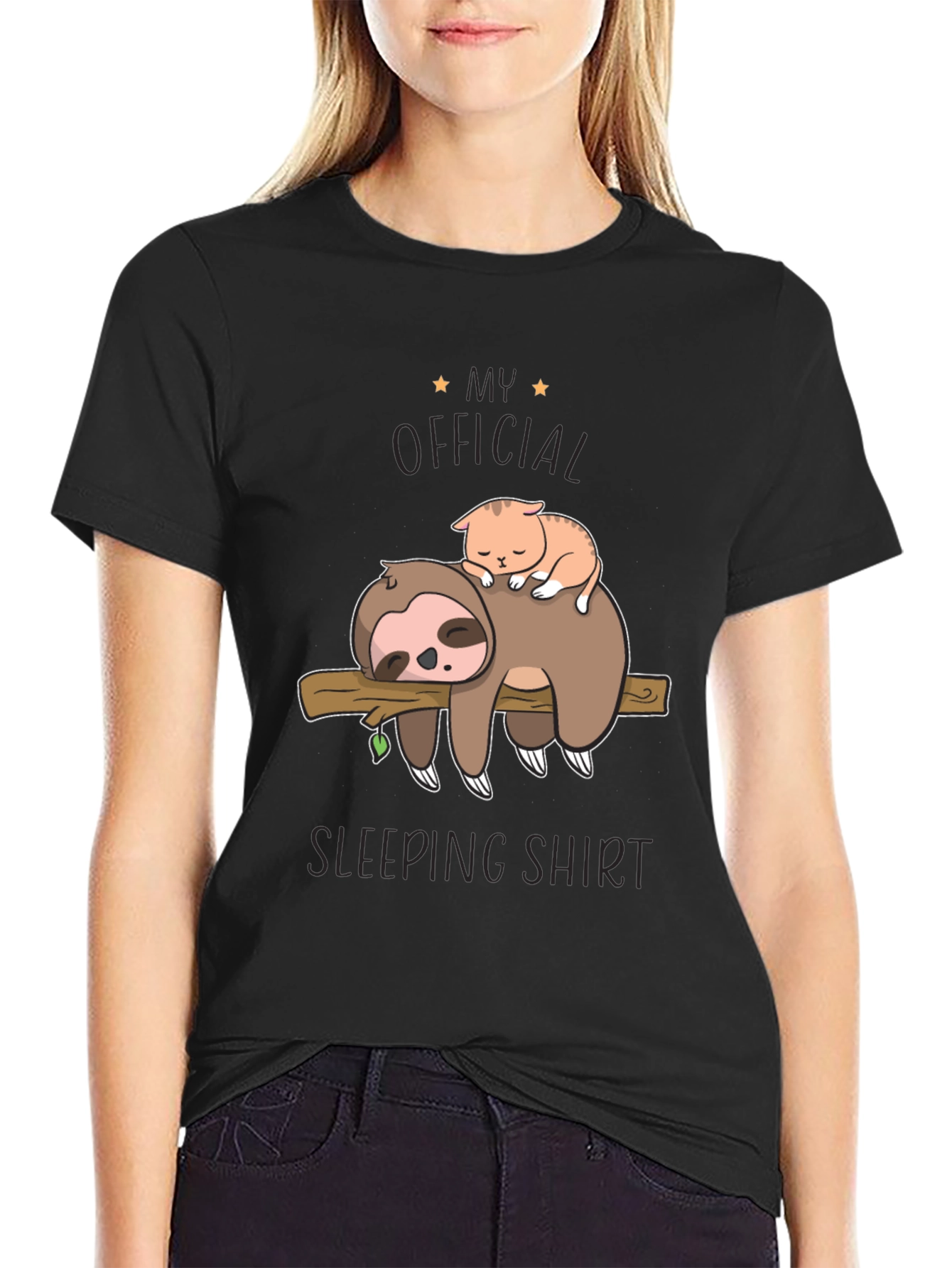My Official Sleeping Shirt - Sloth & Cat Tee
