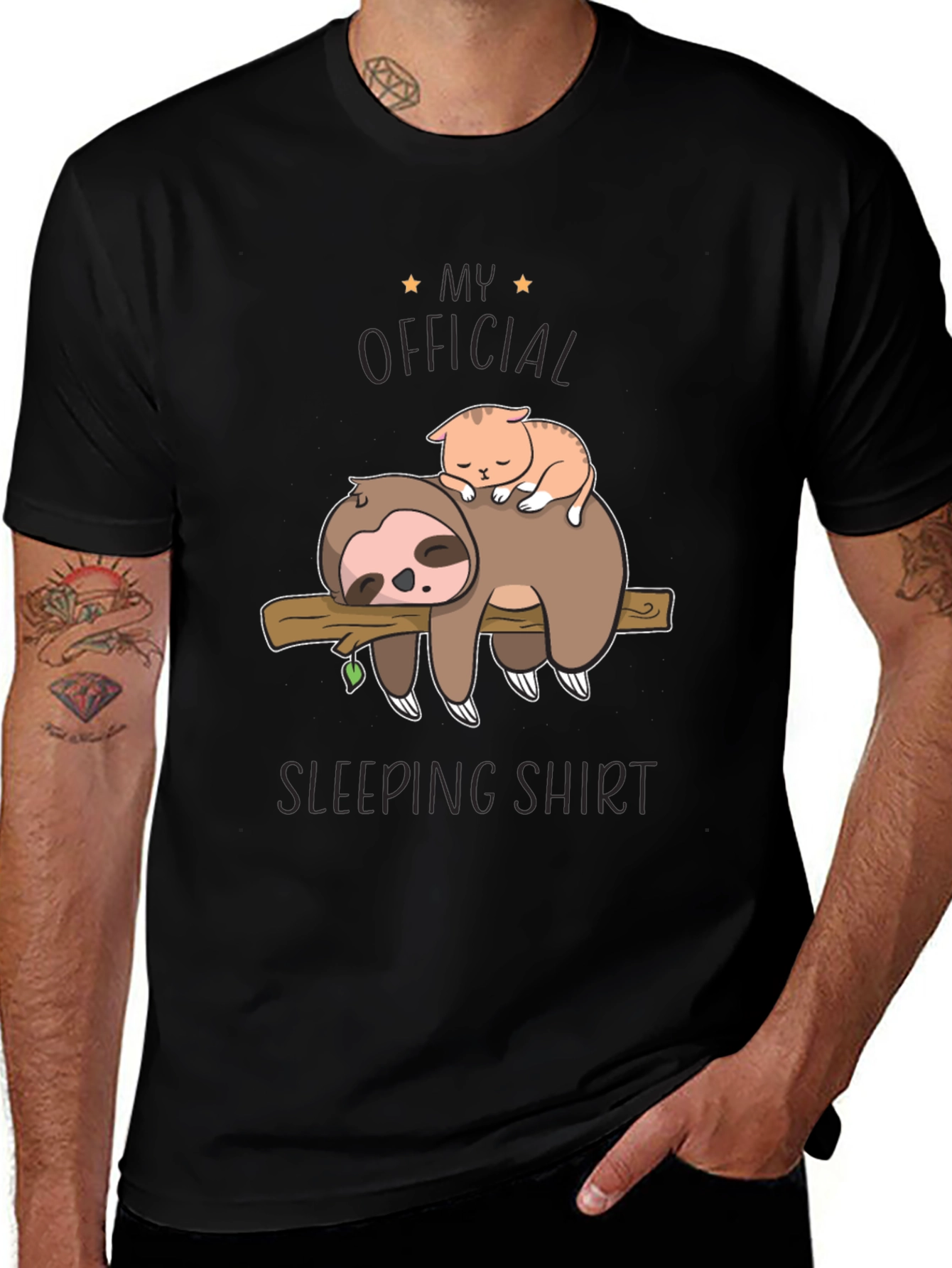 My Official Sleeping Shirt - Sloth & Cat Tee