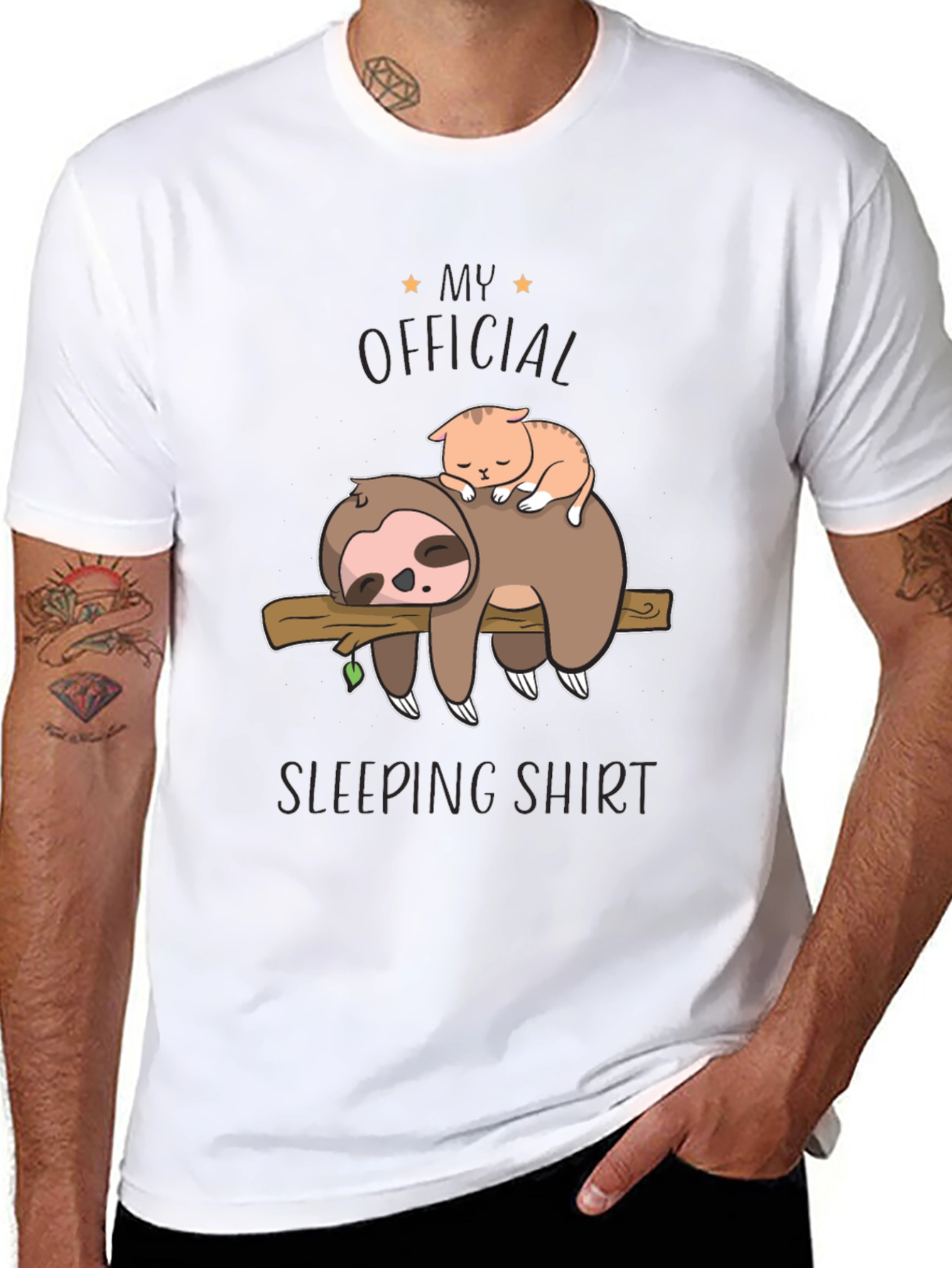 My Official Sleeping Shirt - Sloth & Cat Tee