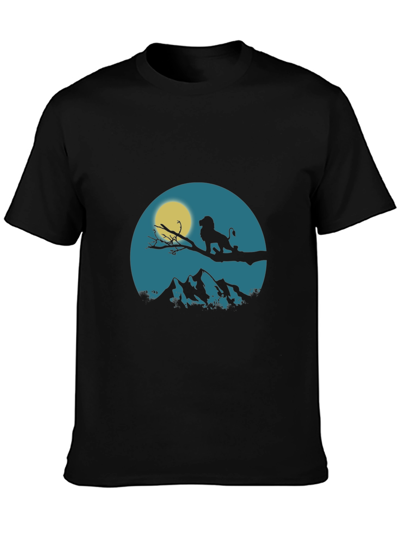 Lion King Silhouette Graphic Print Crew Neck Tee