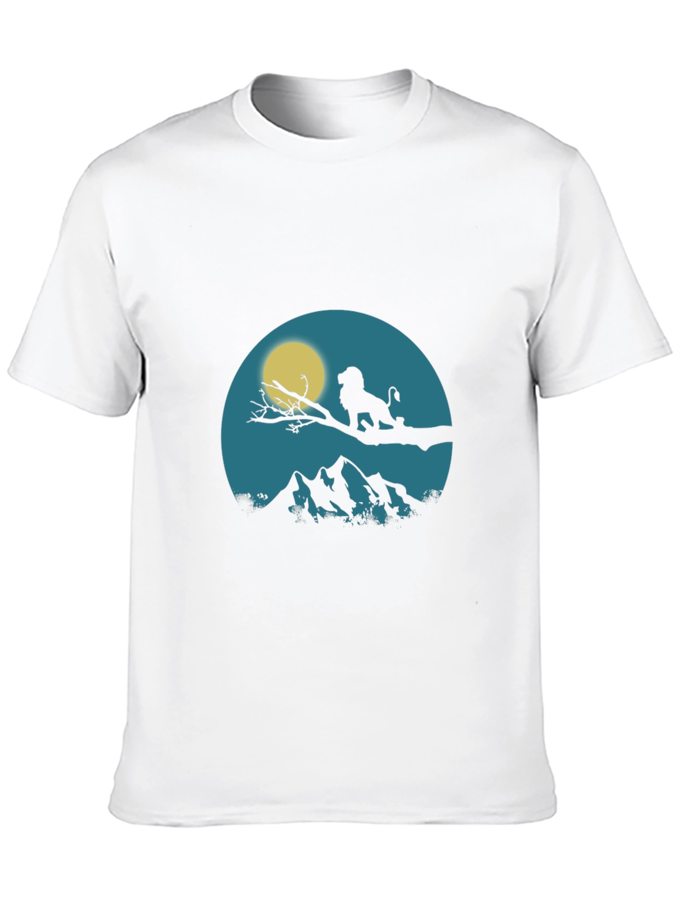Lion King Silhouette Graphic Print Crew Neck Tee