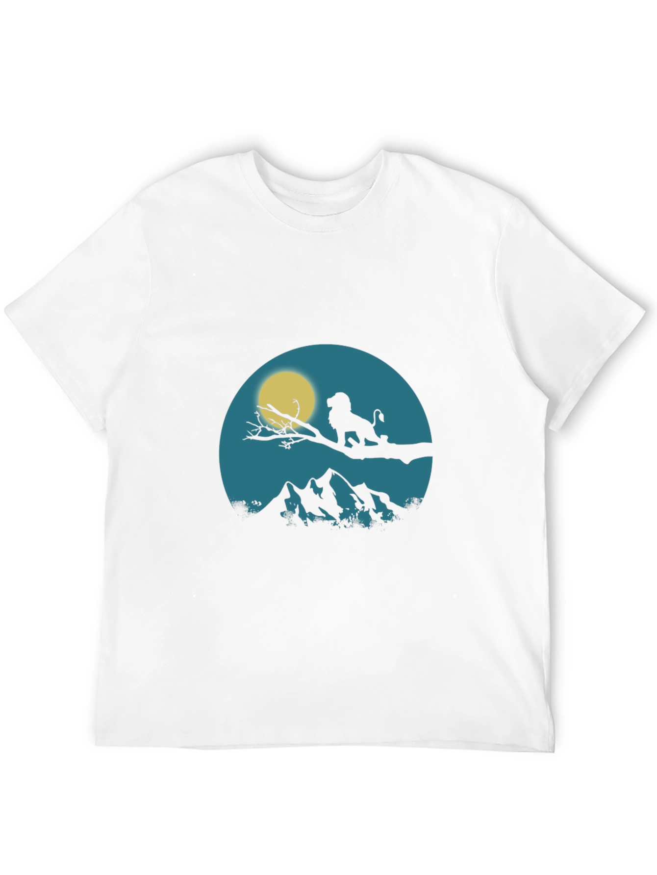 Lion King Silhouette Graphic Print Crew Neck Tee