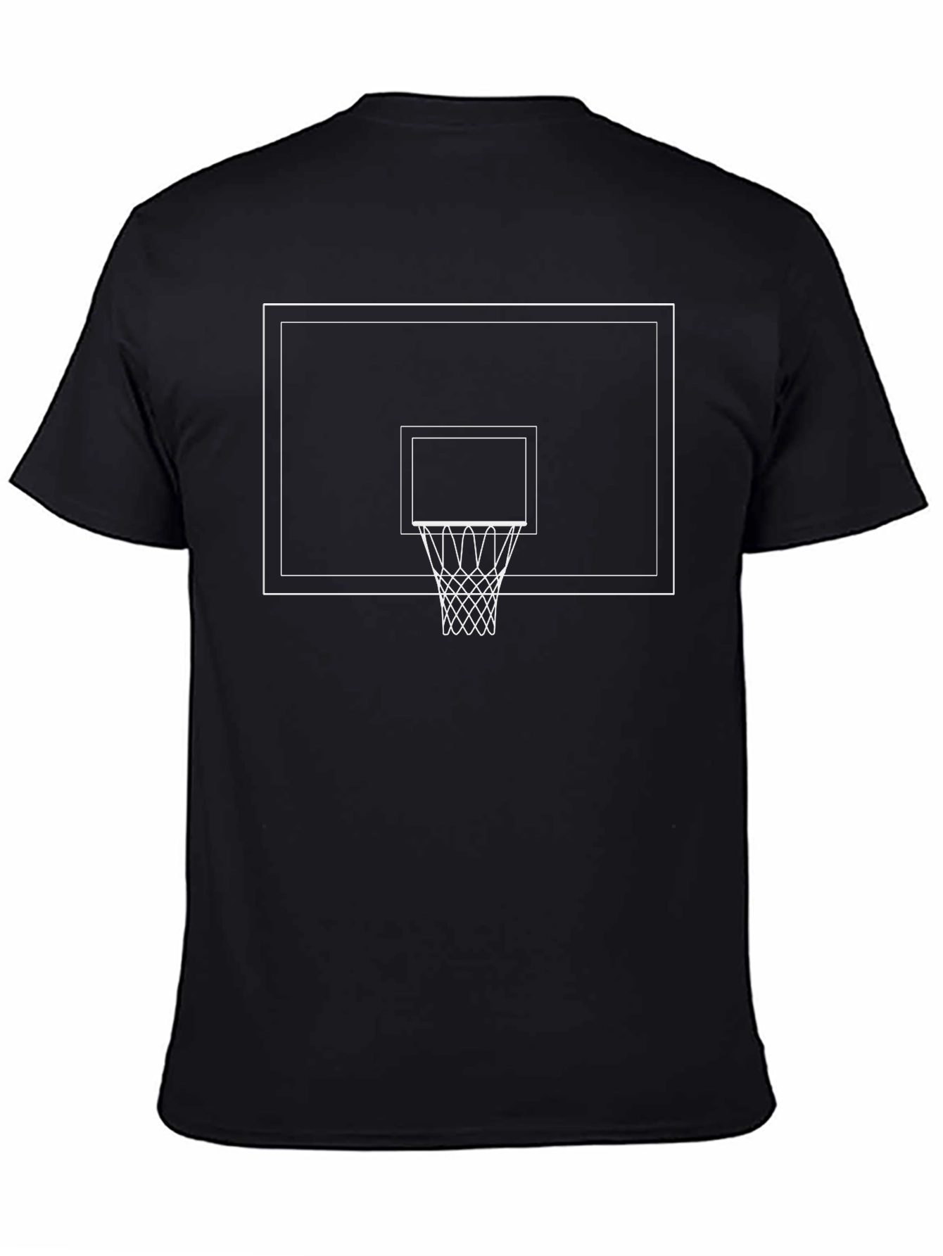 Basketball Hoop Graphic Tee - Black Cotton T-Shirt