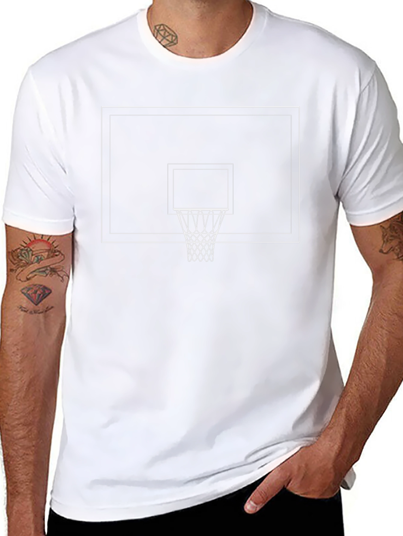 Basketball Hoop Graphic Tee - Black Cotton T-Shirt