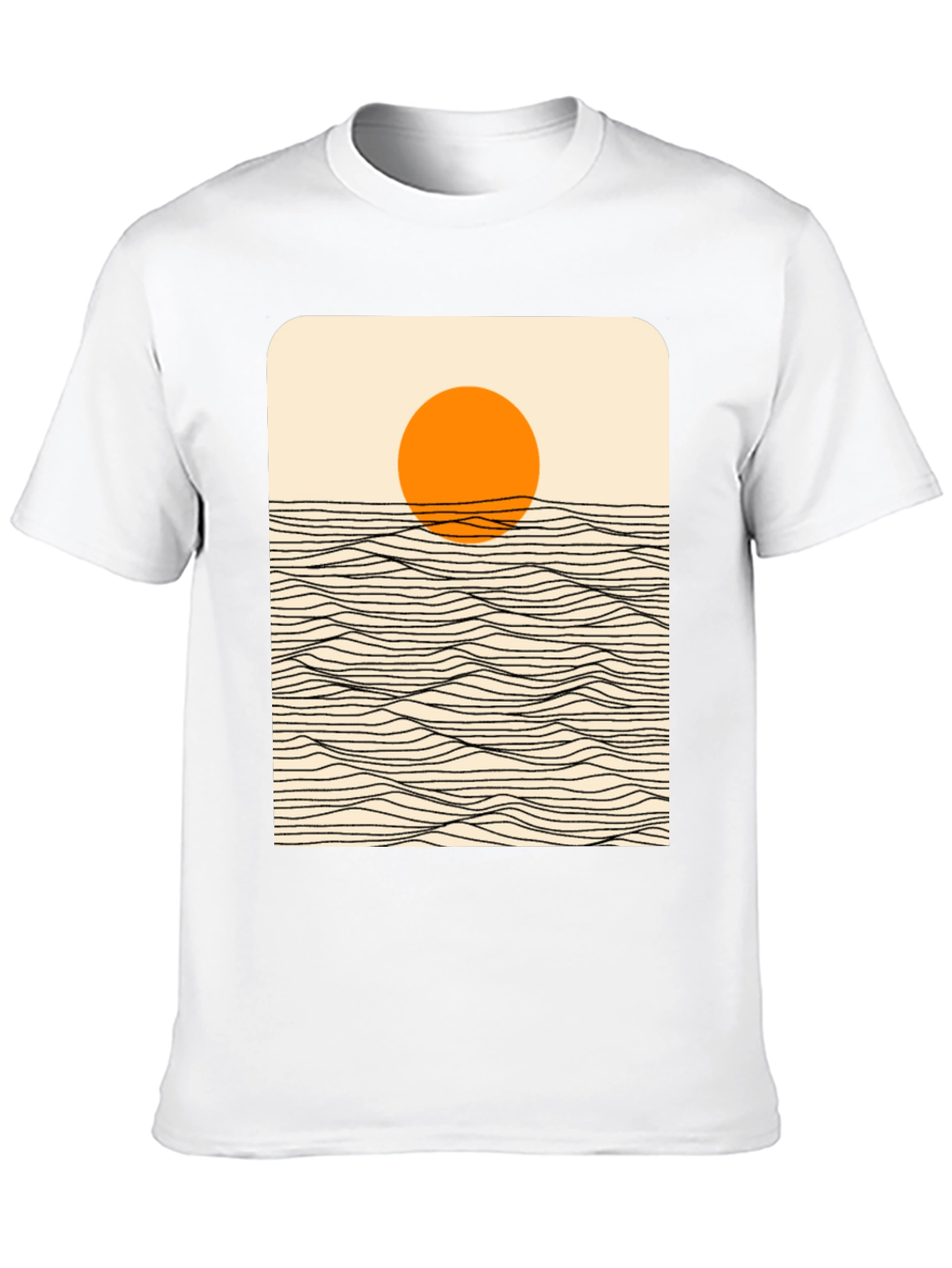 Sunset Wave Graphic Tee - Stylish Black Cotton T-Shirt