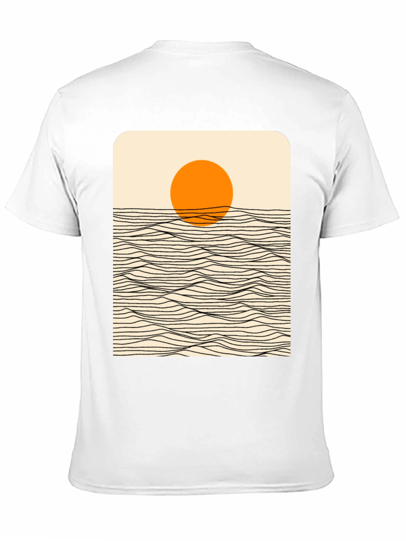 Sunset Wave Graphic Tee - Stylish Black Cotton T-Shirt