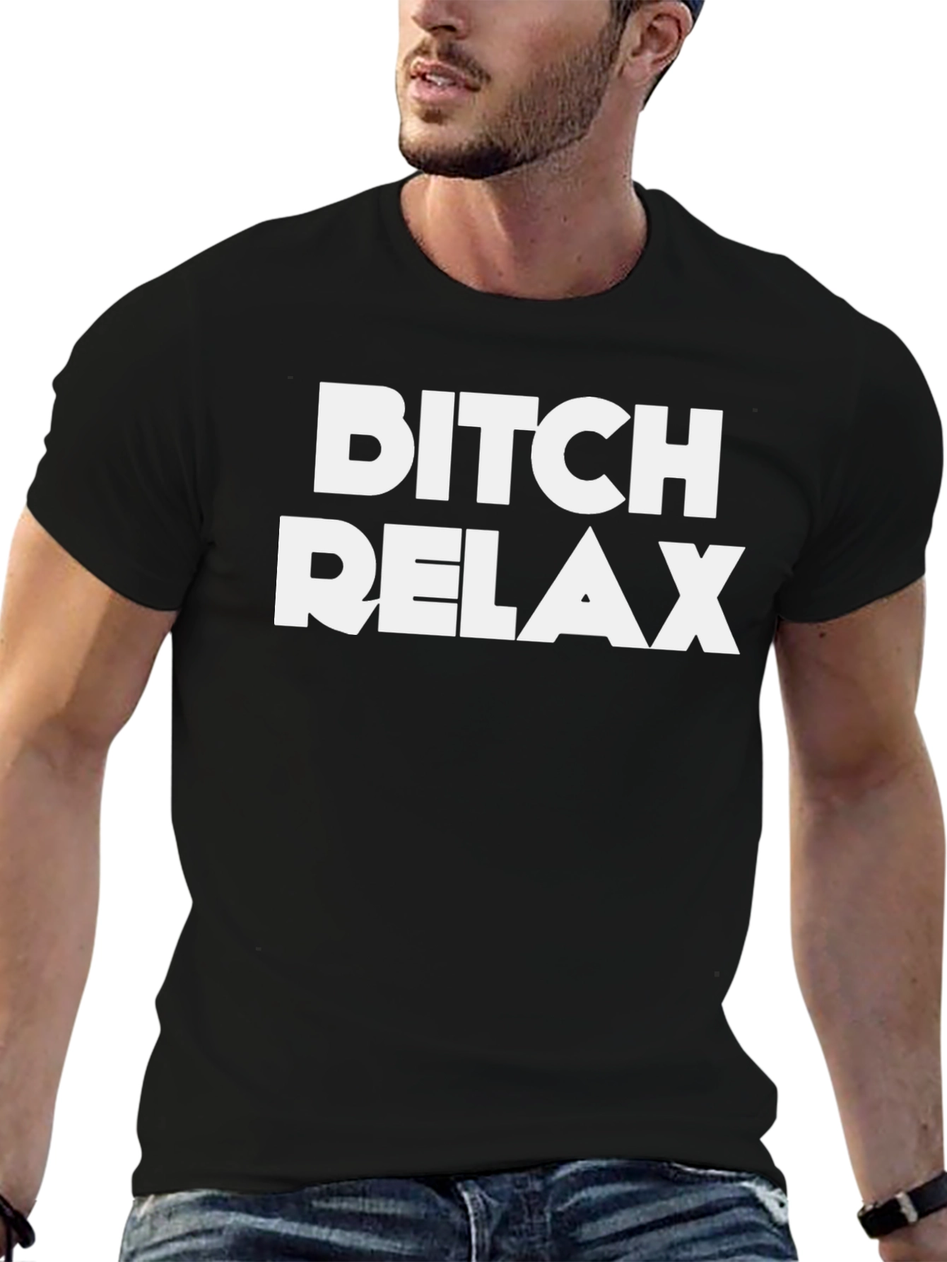 Bitch Relax Graphic Tee - Mens Black T-Shirt