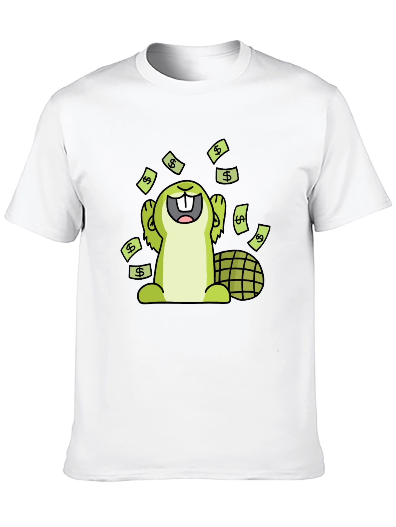 Funny Beaver Money T-Shirt - Black Cotton Tee
