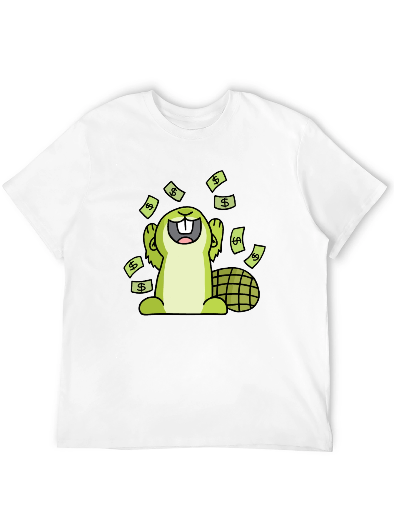 Funny Beaver Money T-Shirt - Black Cotton Tee