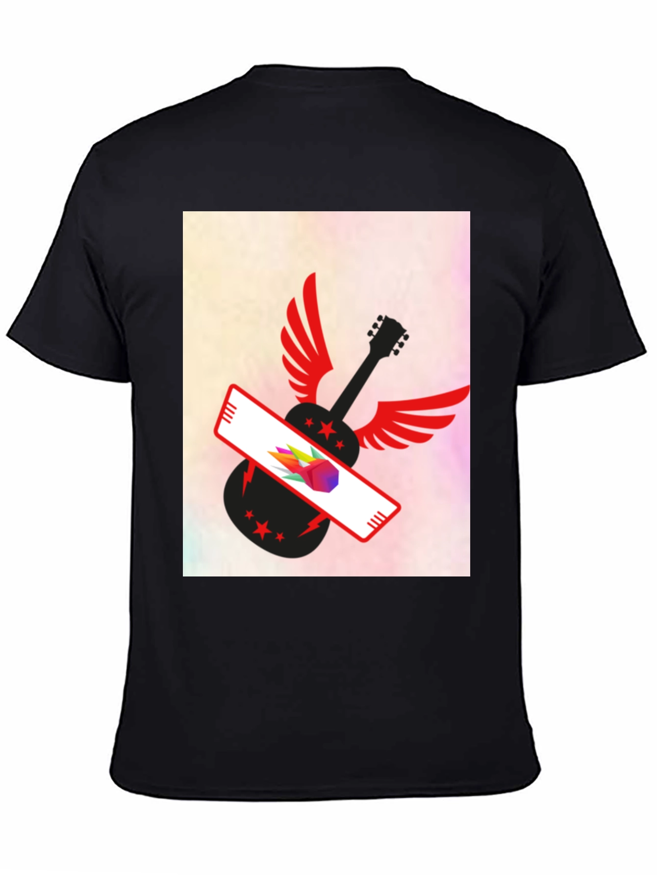 Winged Guitar Graphic Tee - Stylish Black T-Shirt
