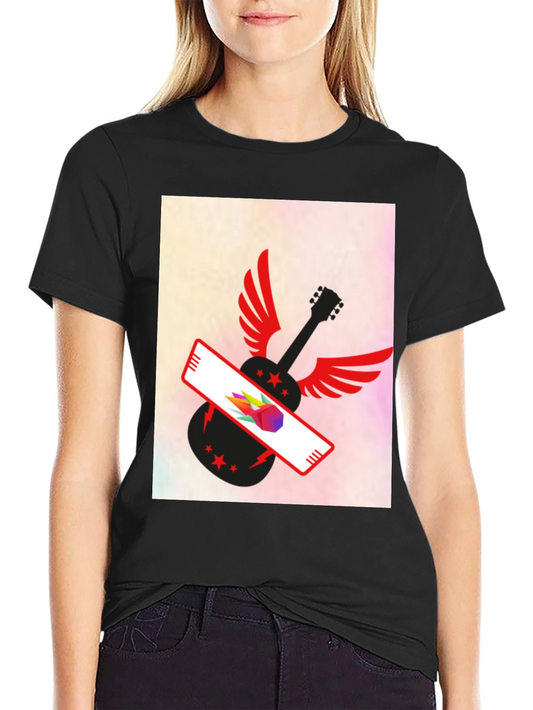 Winged Guitar Graphic Tee - Stylish Black T-Shirt