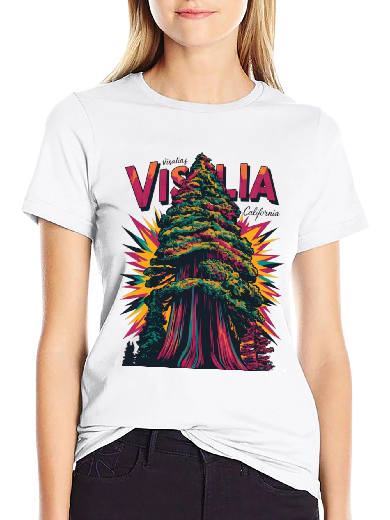 Visalia California Graphic Tree T-Shirt