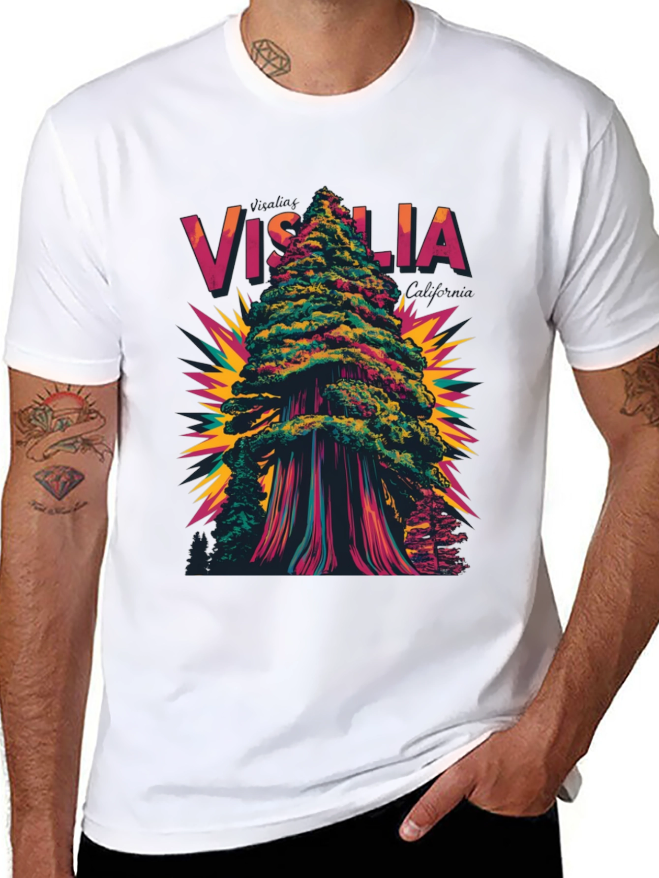 Visalia California Graphic Tree T-Shirt