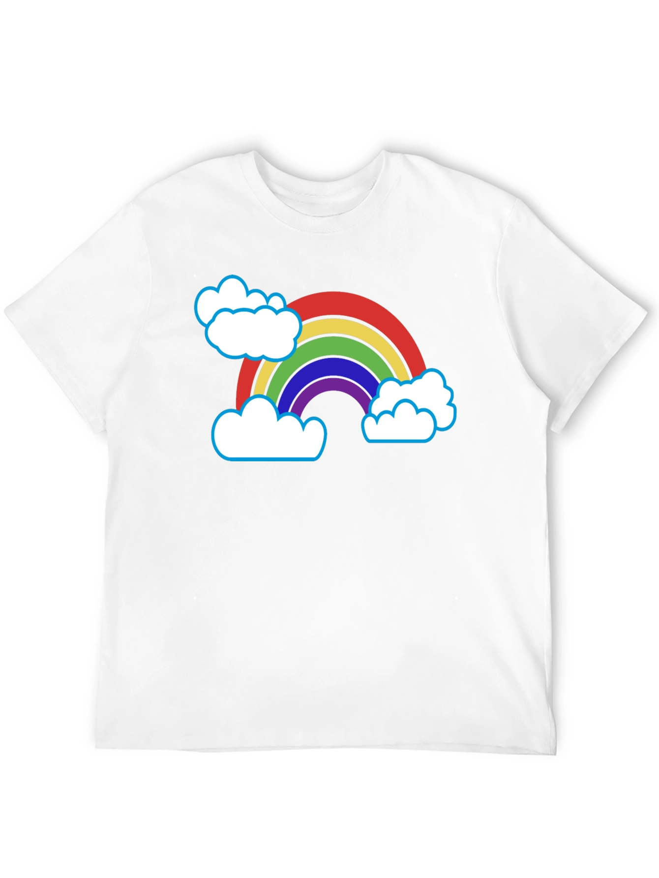 Rainbow & Clouds Graphic T-Shirt - Black Cotton Blend