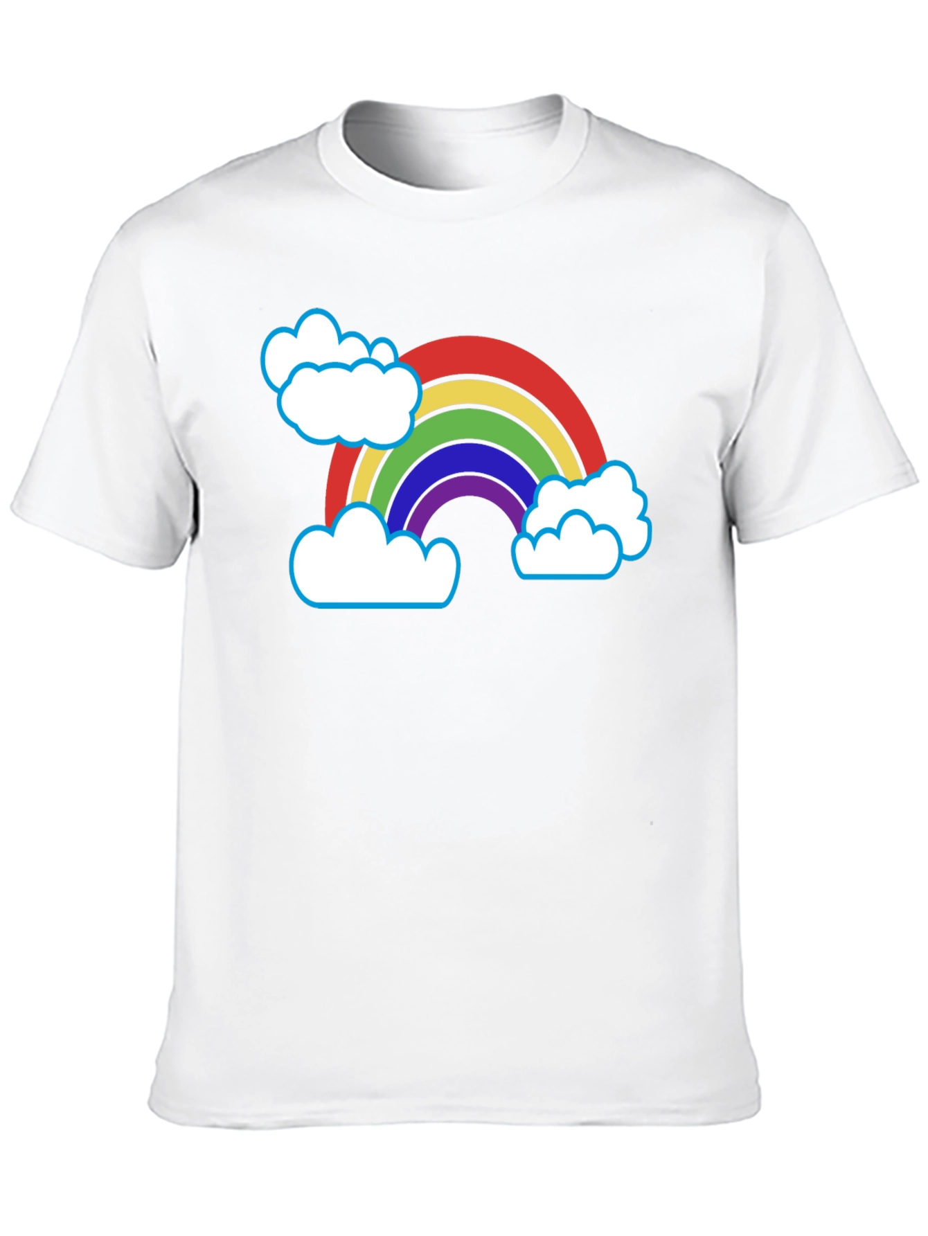 Rainbow & Clouds Graphic T-Shirt - Black Cotton Blend