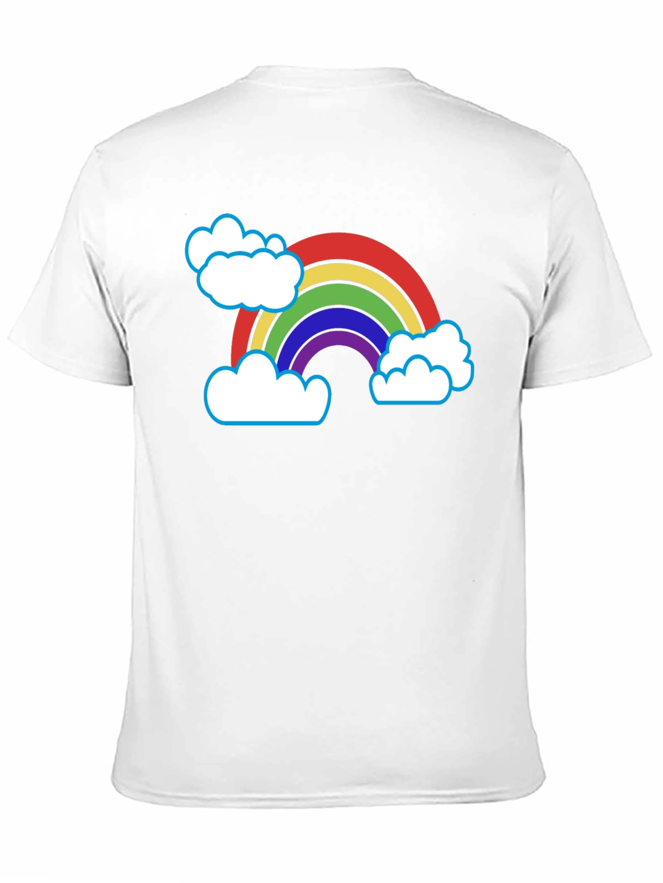 Rainbow & Clouds Graphic T-Shirt - Black Cotton Blend